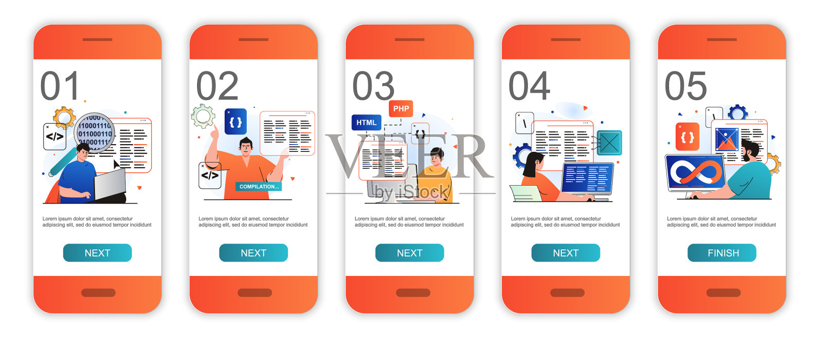 程序员在屏幕上的工作概念设计模板素材