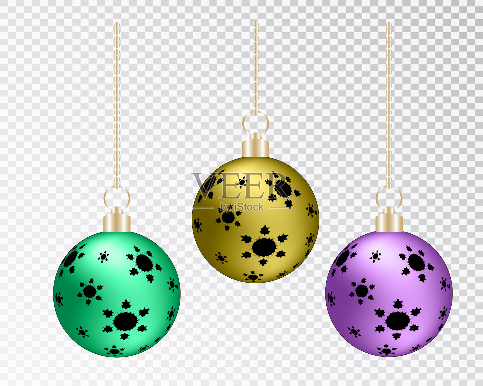 玻璃透明圣诞球圣诞玻璃插画图片素材