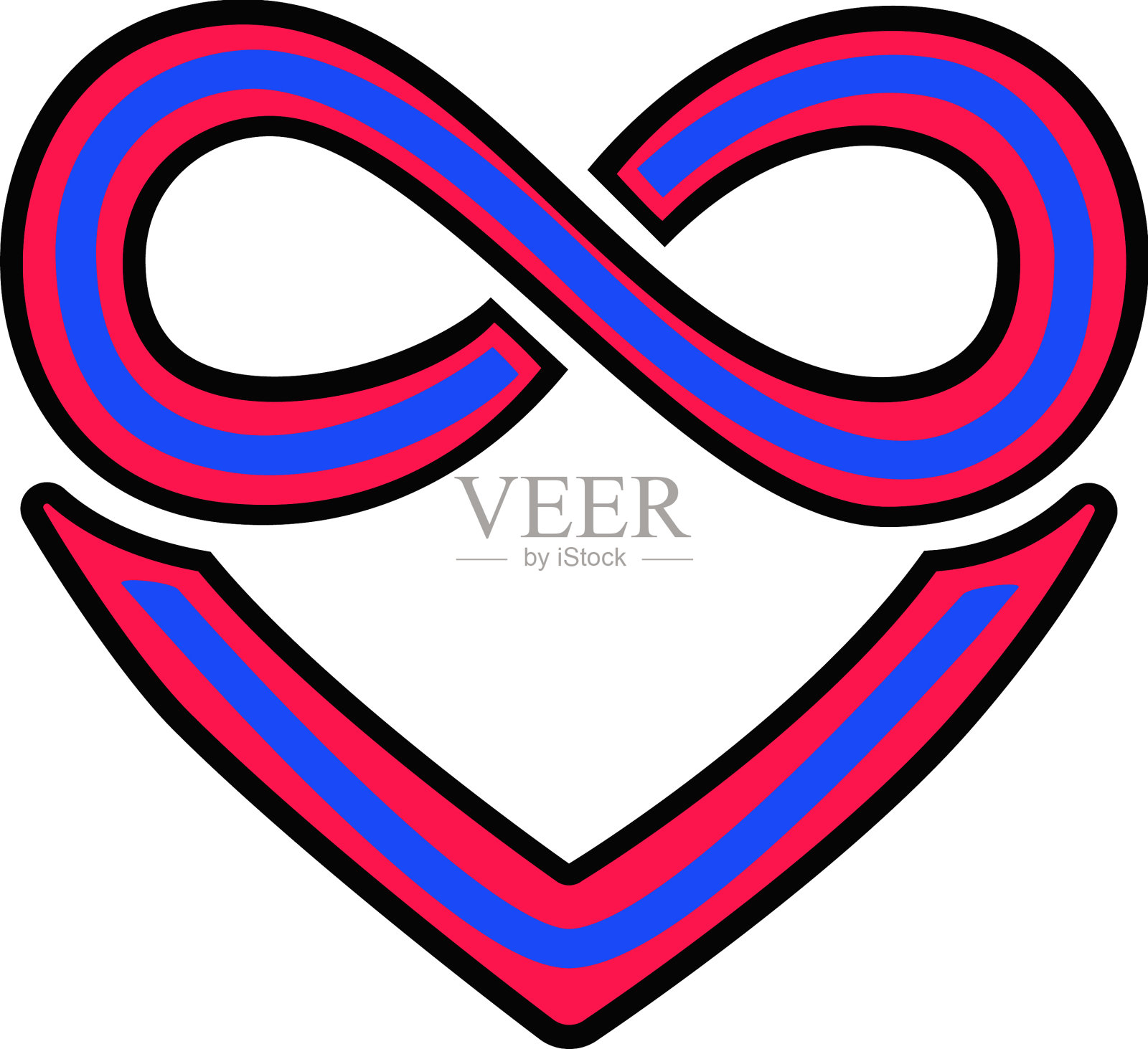 多角象征三色心与无限设计元素图片