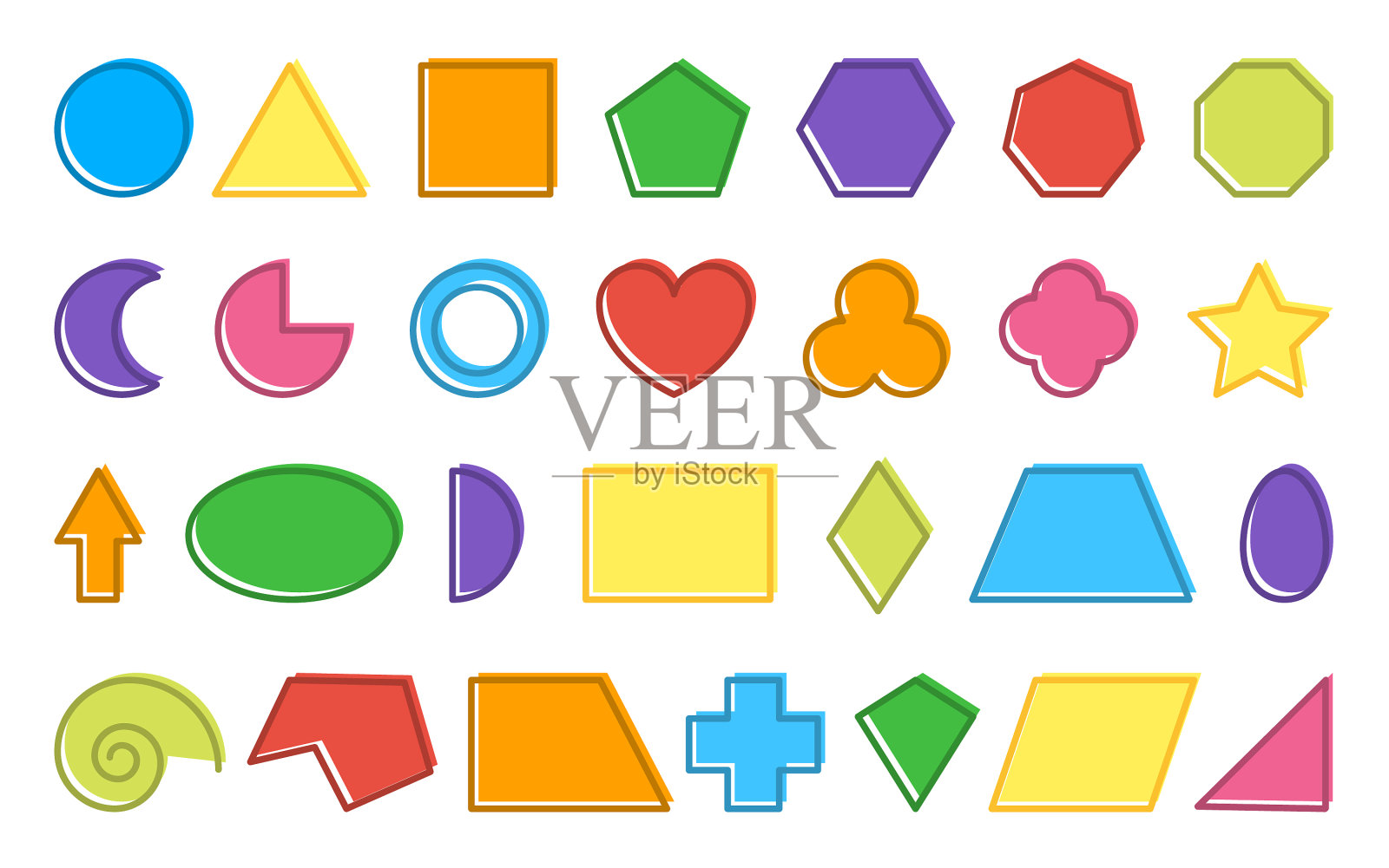 基本几何形状学校数学图形学习集图标素材