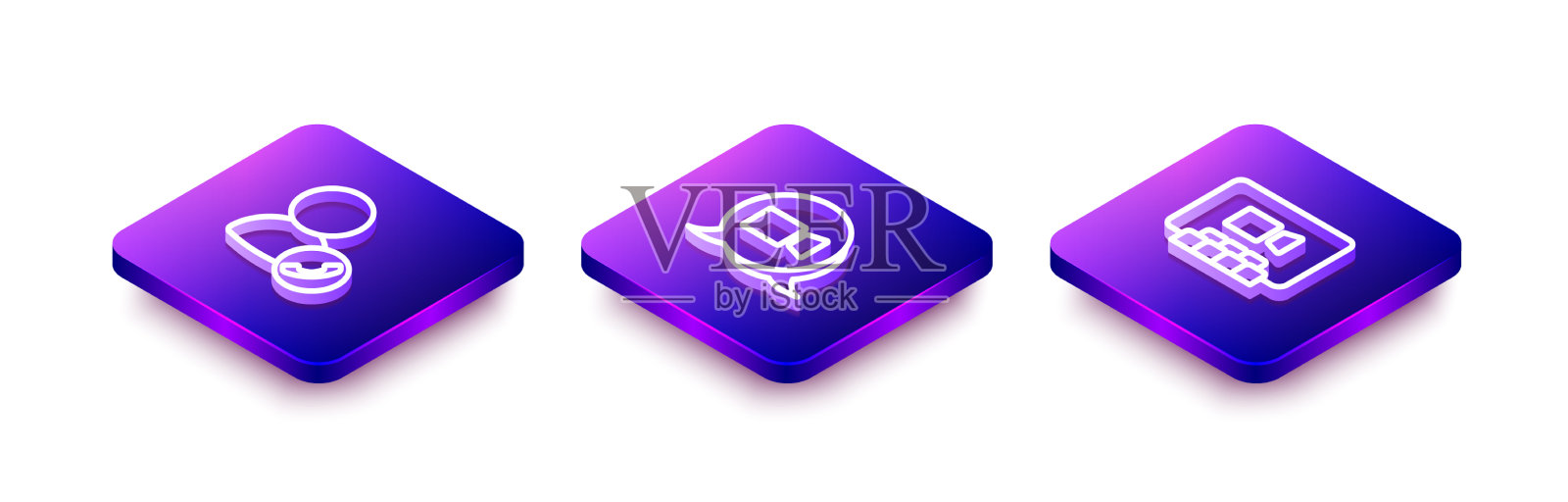 设置等距线视频聊天会议和图标图标素材