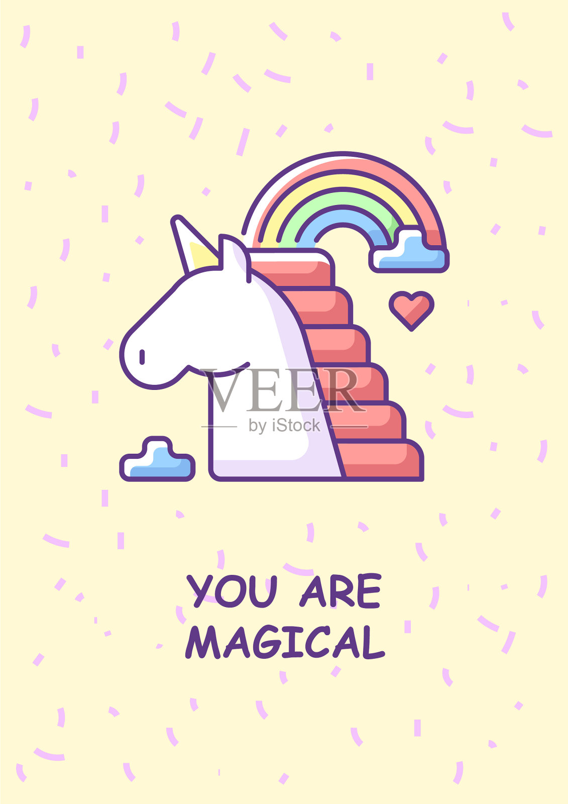 带有彩色图标元素的神奇贺卡设计模板素材