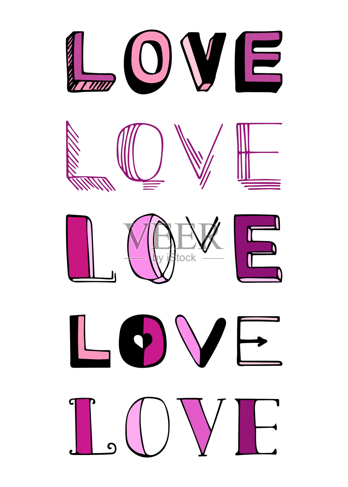 有字母的情人节贺卡插画图片素材