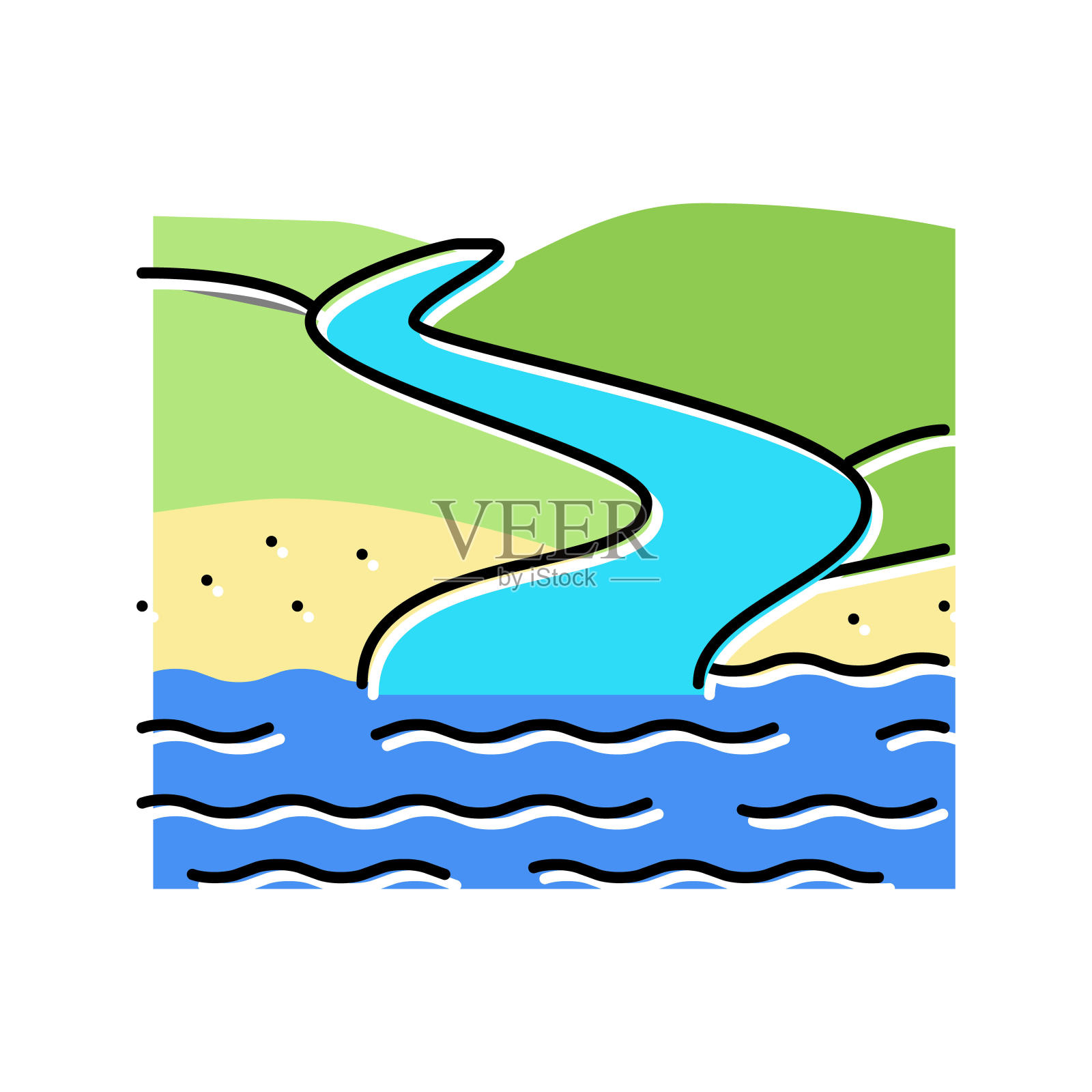河流口颜色图标矢量插图插画图片素材