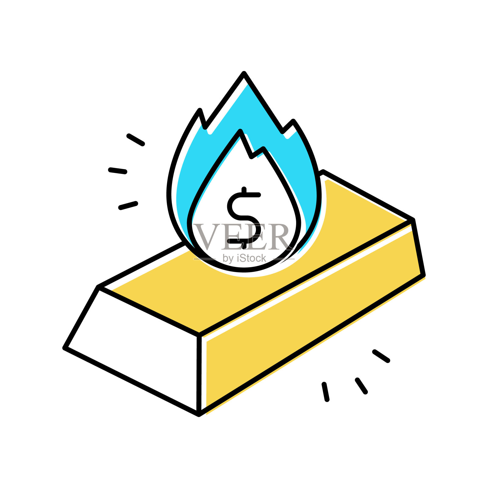 黄金资产膨胀彩色图标矢量插图设计元素图片