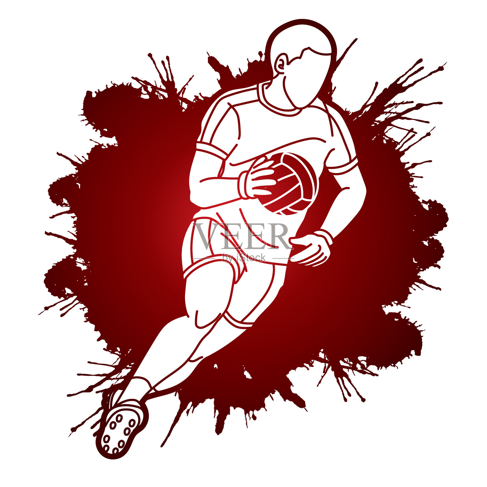 盖尔足球运动员动作卡通运动设计元素图片