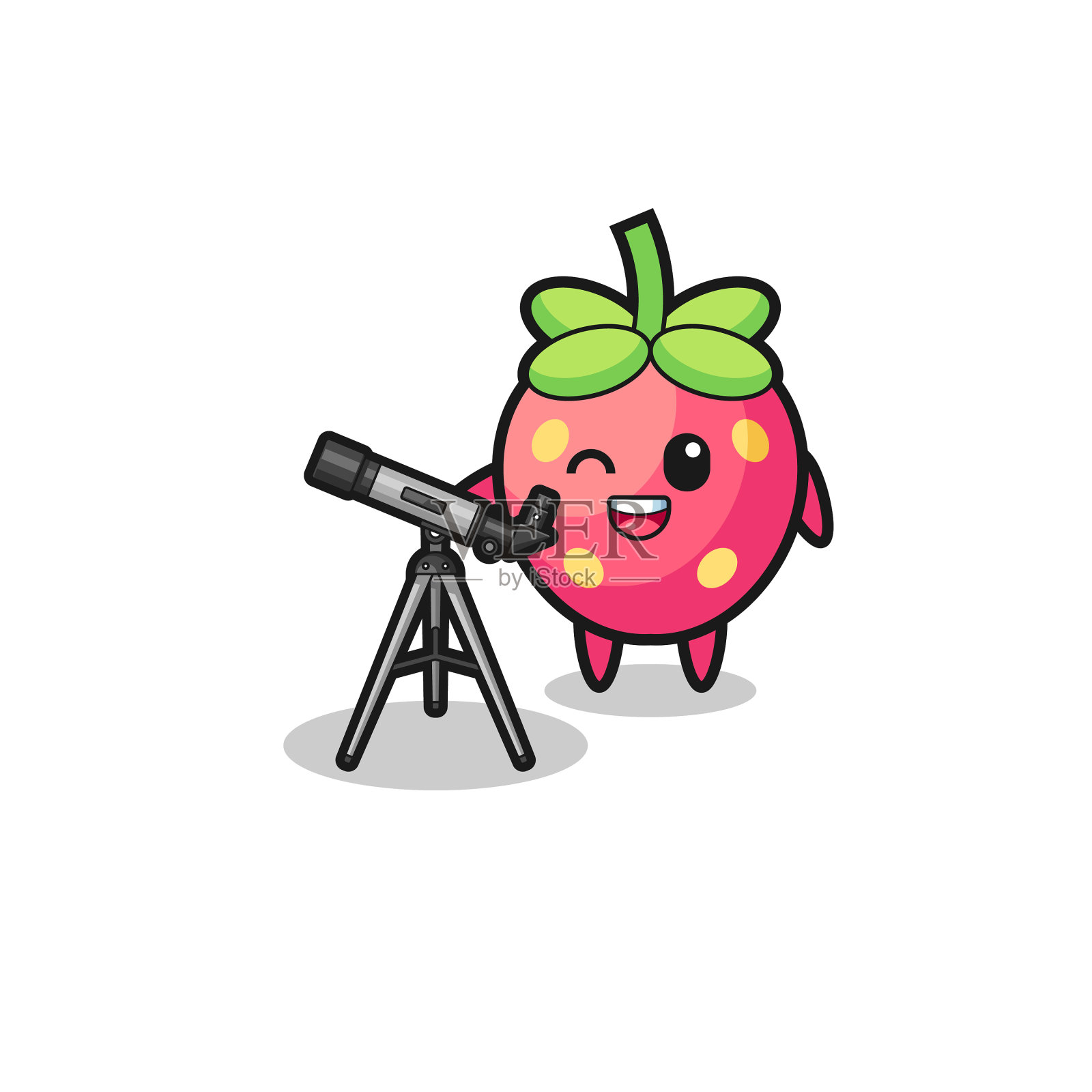 草莓天文学家吉祥物与现代设计元素图片