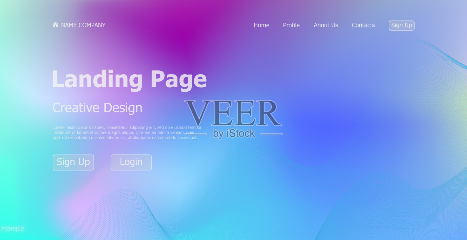 梯度光网页模板登陆页数字网站登陆页设计概念-矢量设计模板素材