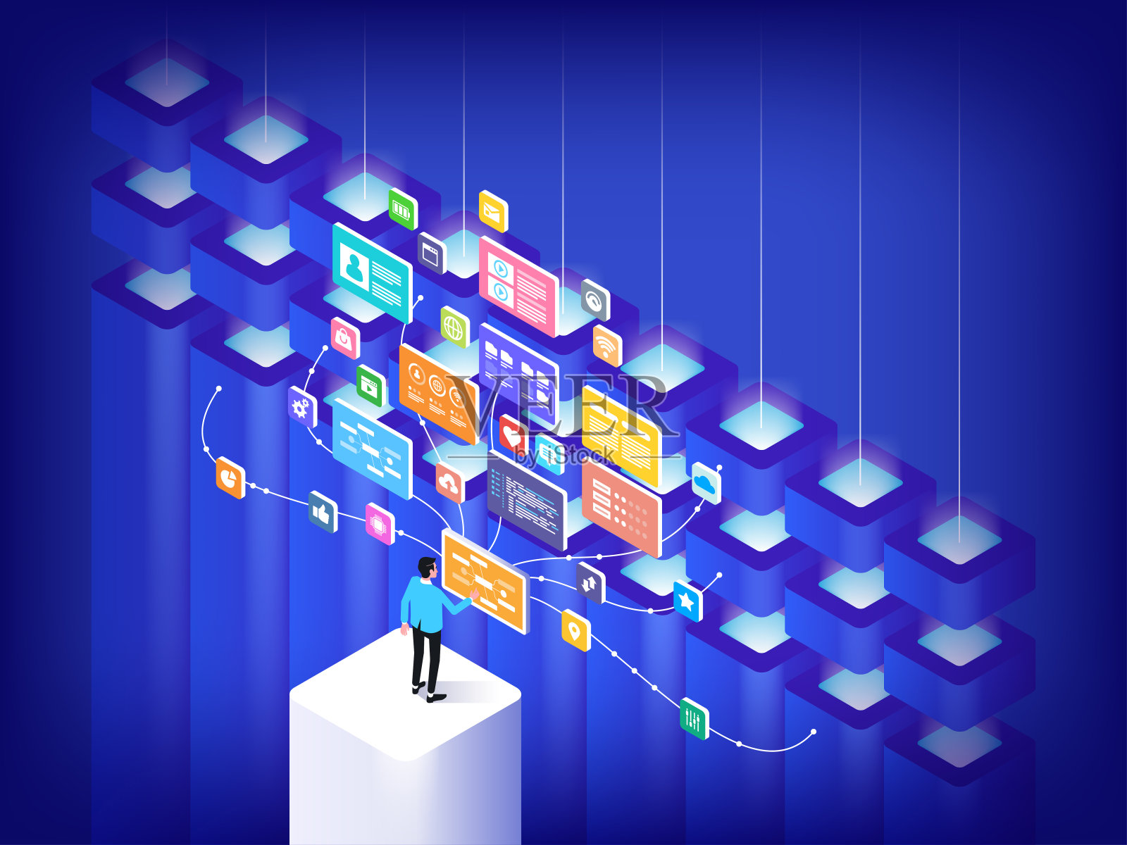 数据中心概念：高科技插画图片素材