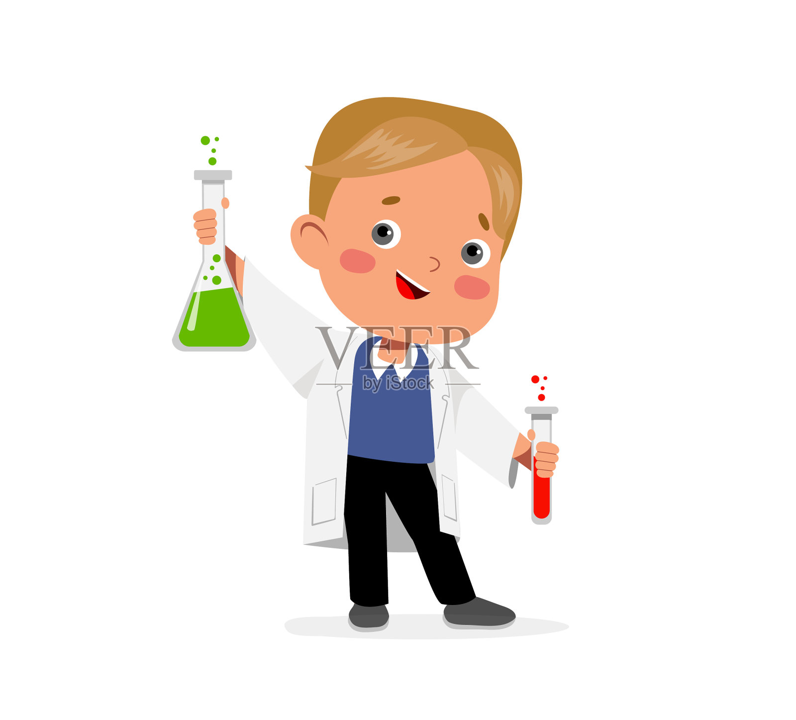 平欢快的男生化学管设计元素图片