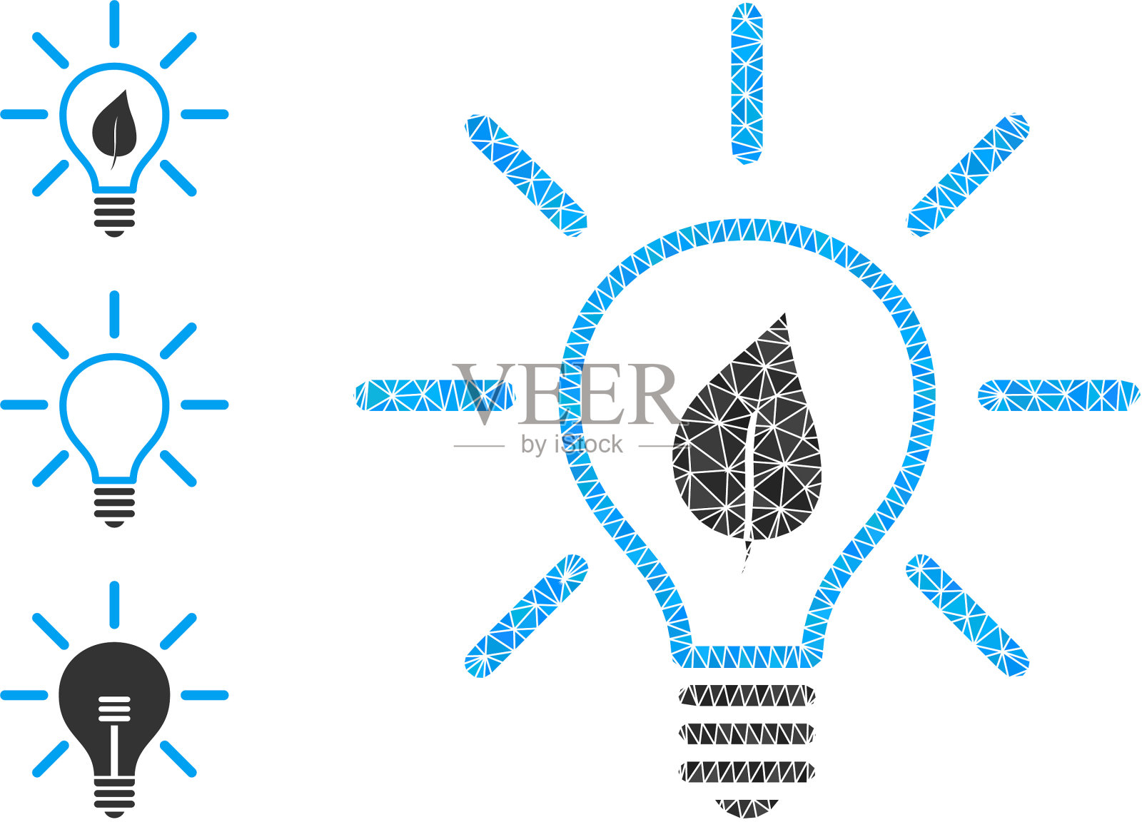 多边形生态灯泡图标与之相似插画图片素材