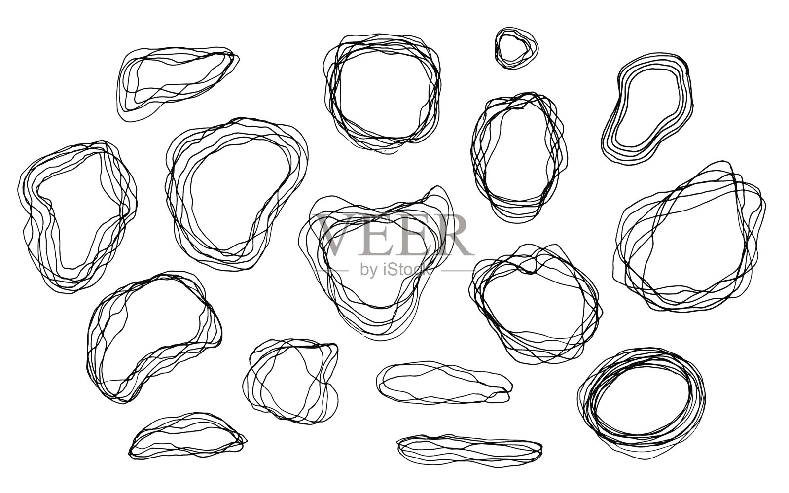 一套手绘的黑色波浪线框架插画图片素材