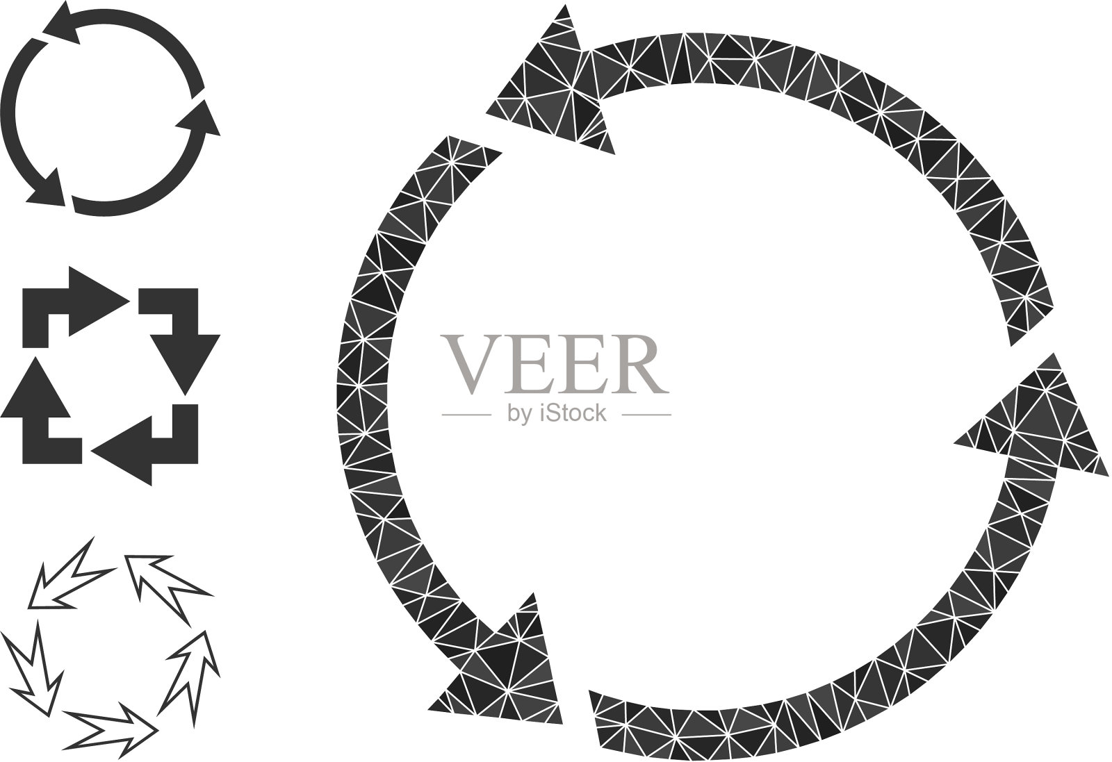 多边形循环图标和其他图标插画图片素材