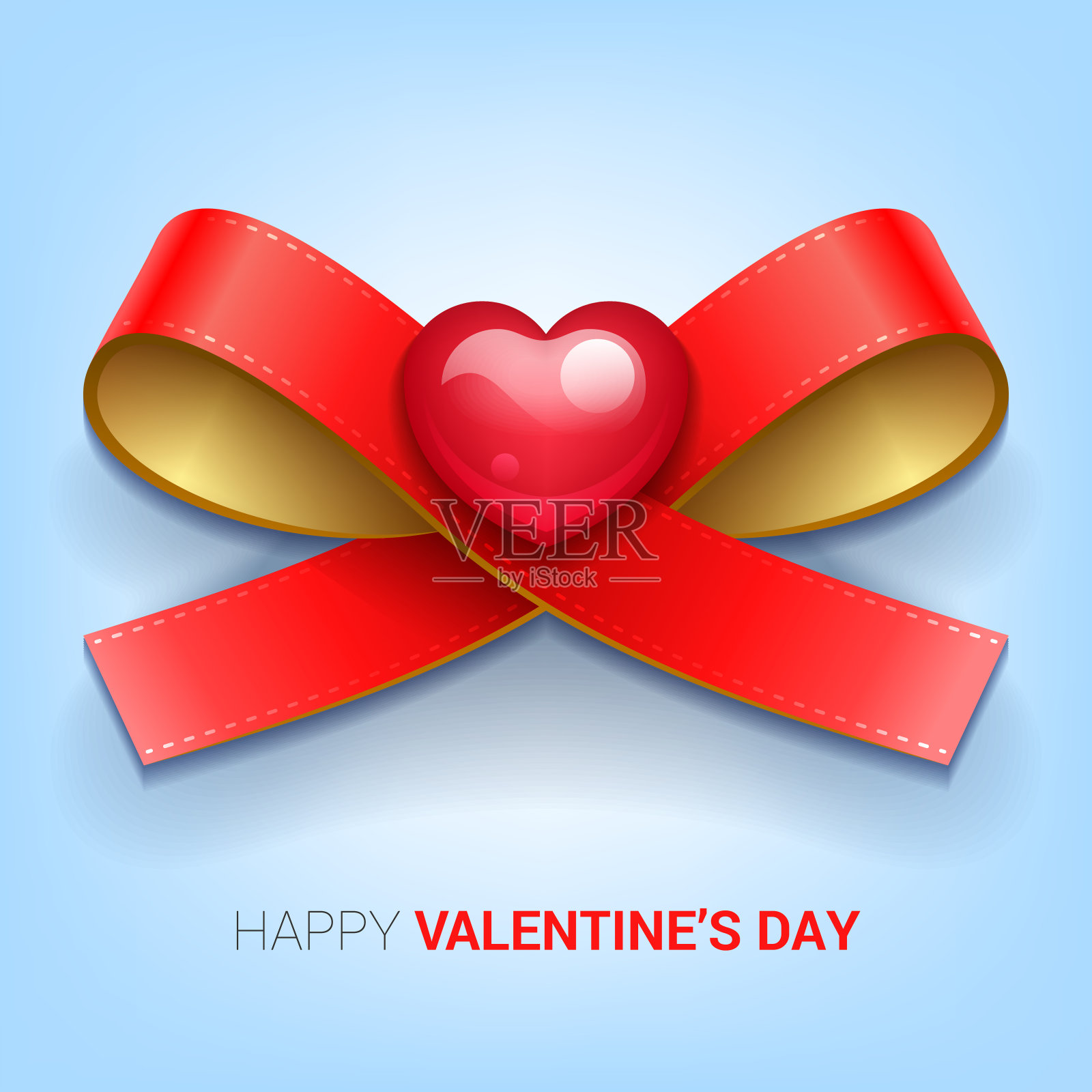 情人节说明。丝带与心。插画图片素材