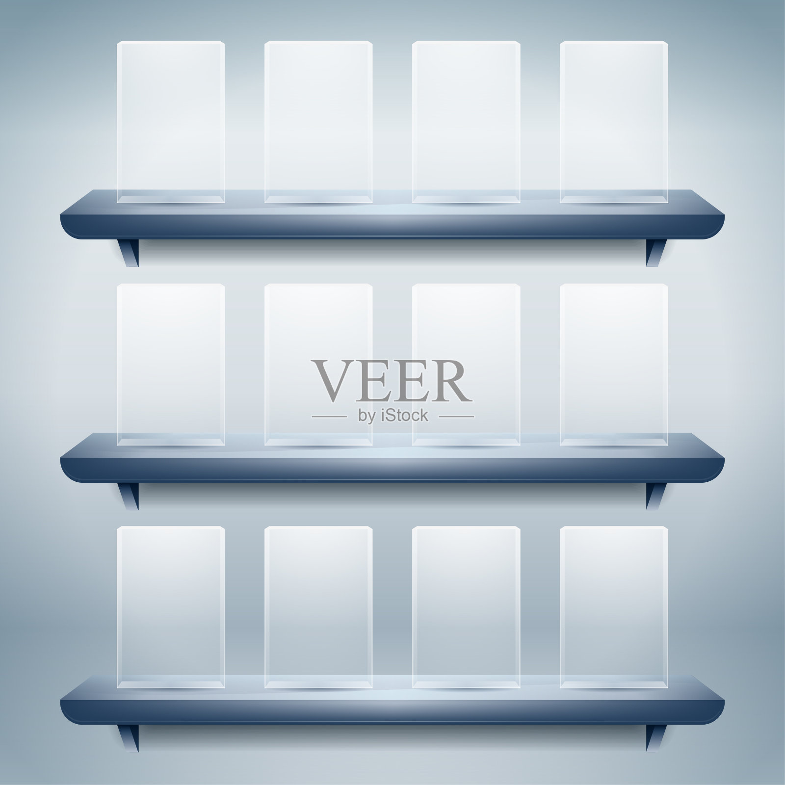 有空玻璃按钮的展览架插画图片素材