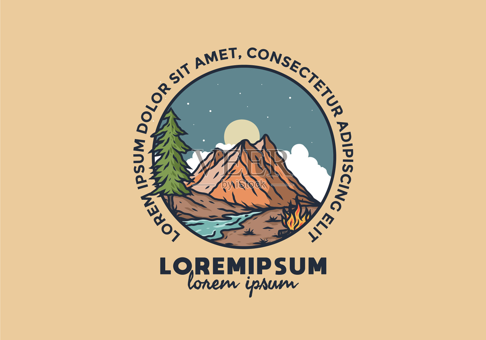 河山图插画图片素材