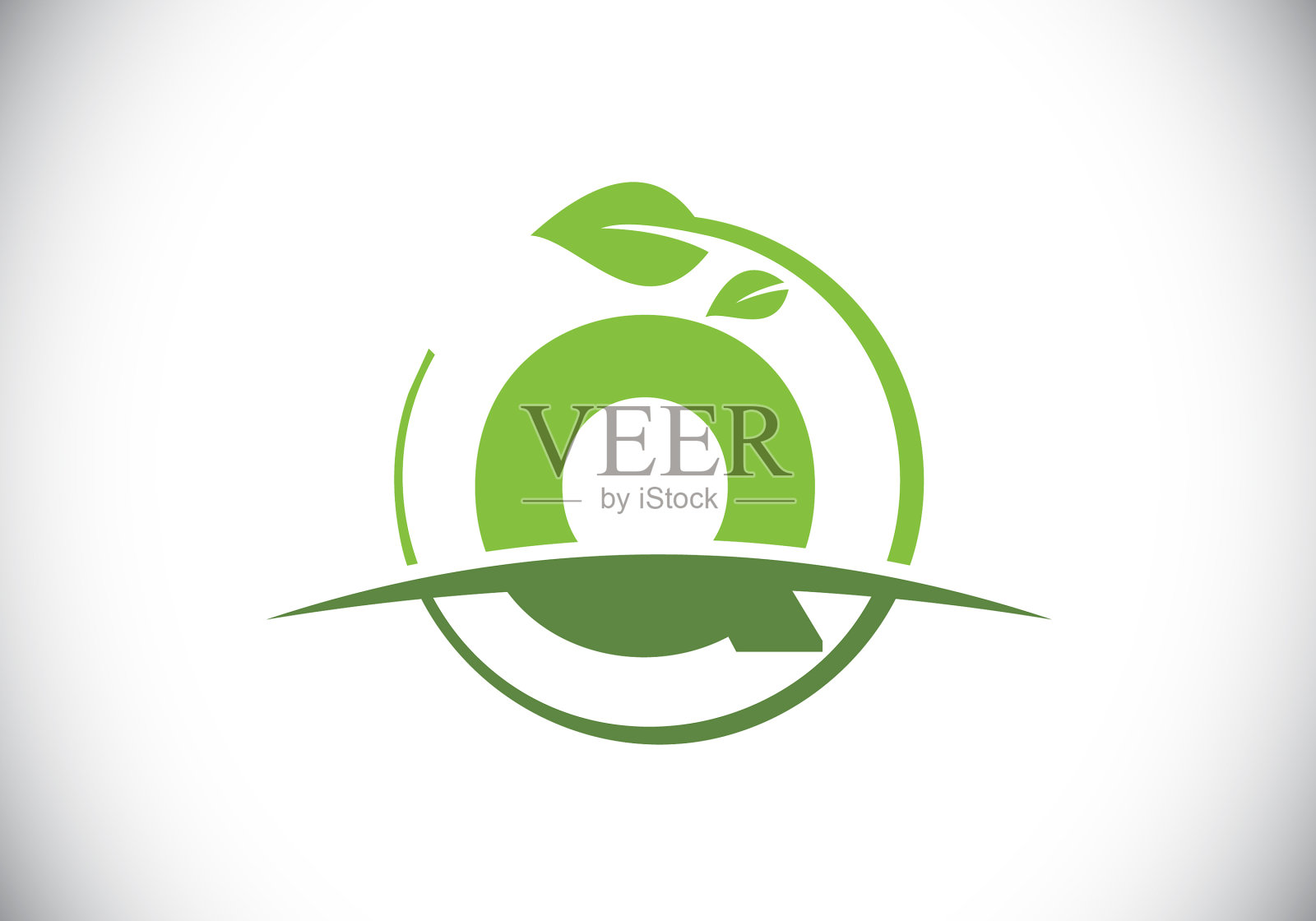 首字母字母与圈叶和插画图片素材