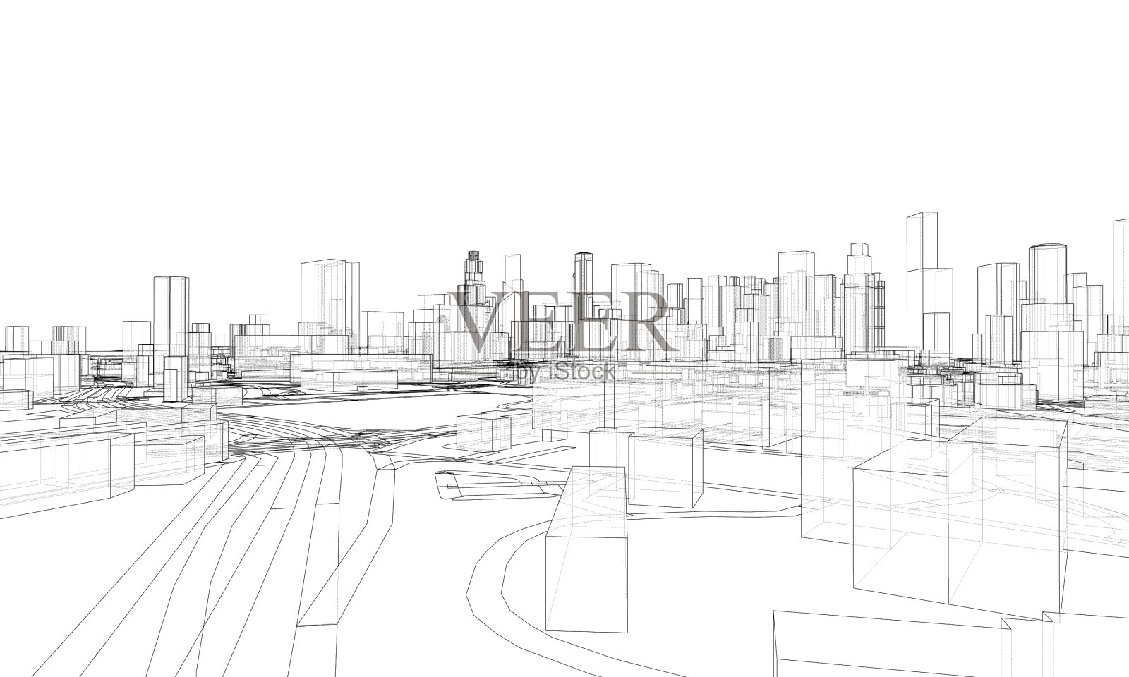 城市景观建筑和街道插画图片素材