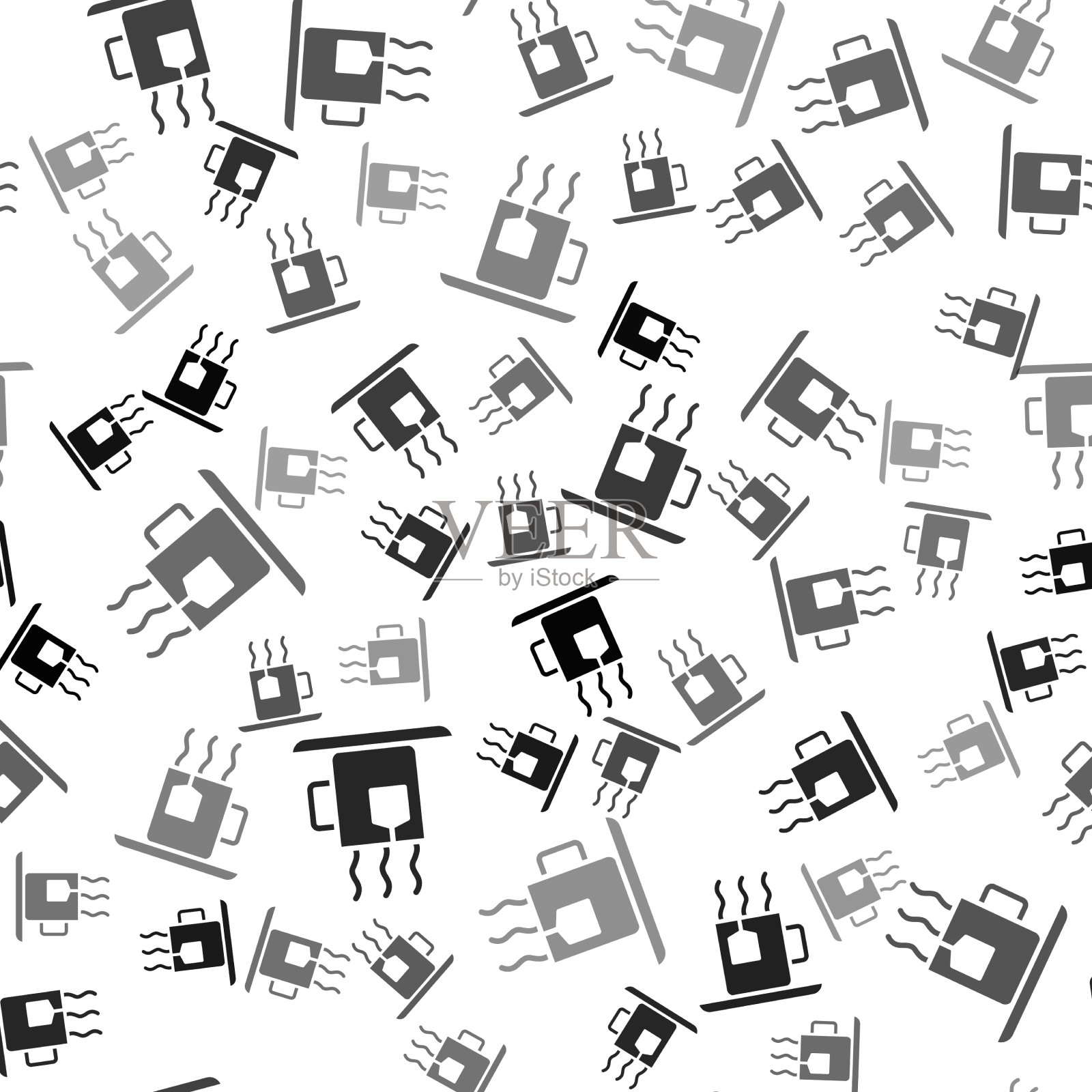 黑杯茶用茶包图标孤立插画图片素材