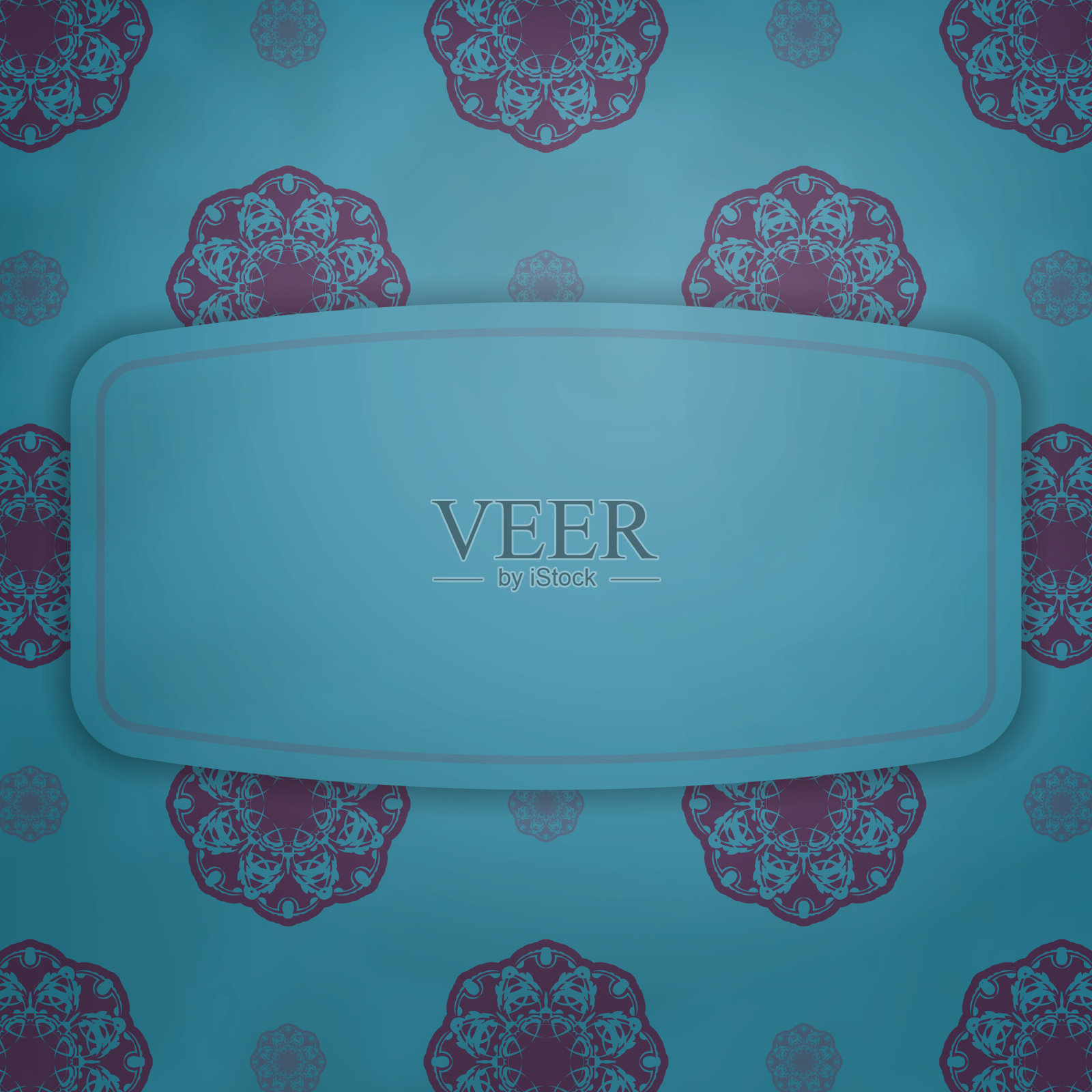 一本绿松石色的小册子，配上豪华的紫色插画图片素材