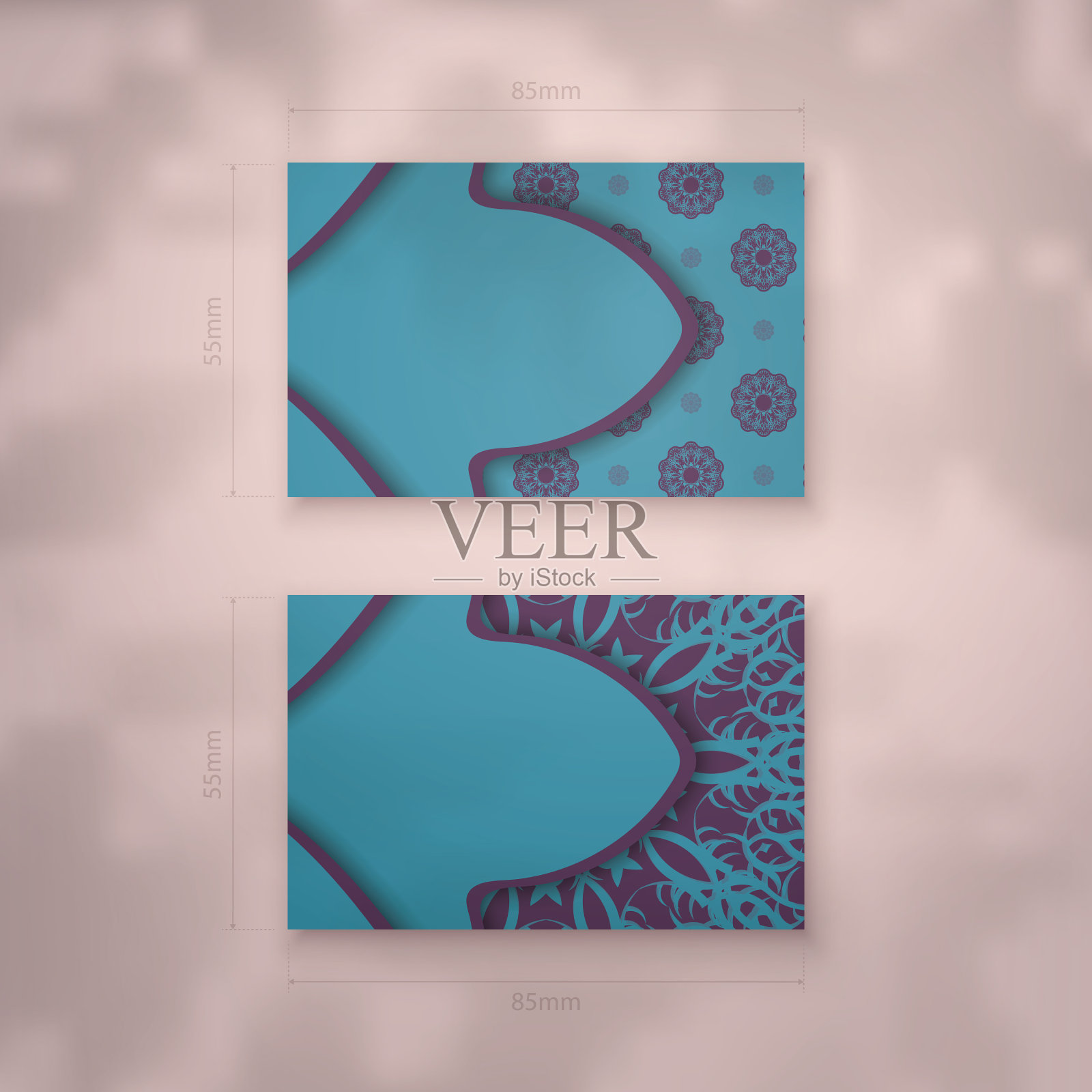 名片模板在绿松石颜色与插画图片素材