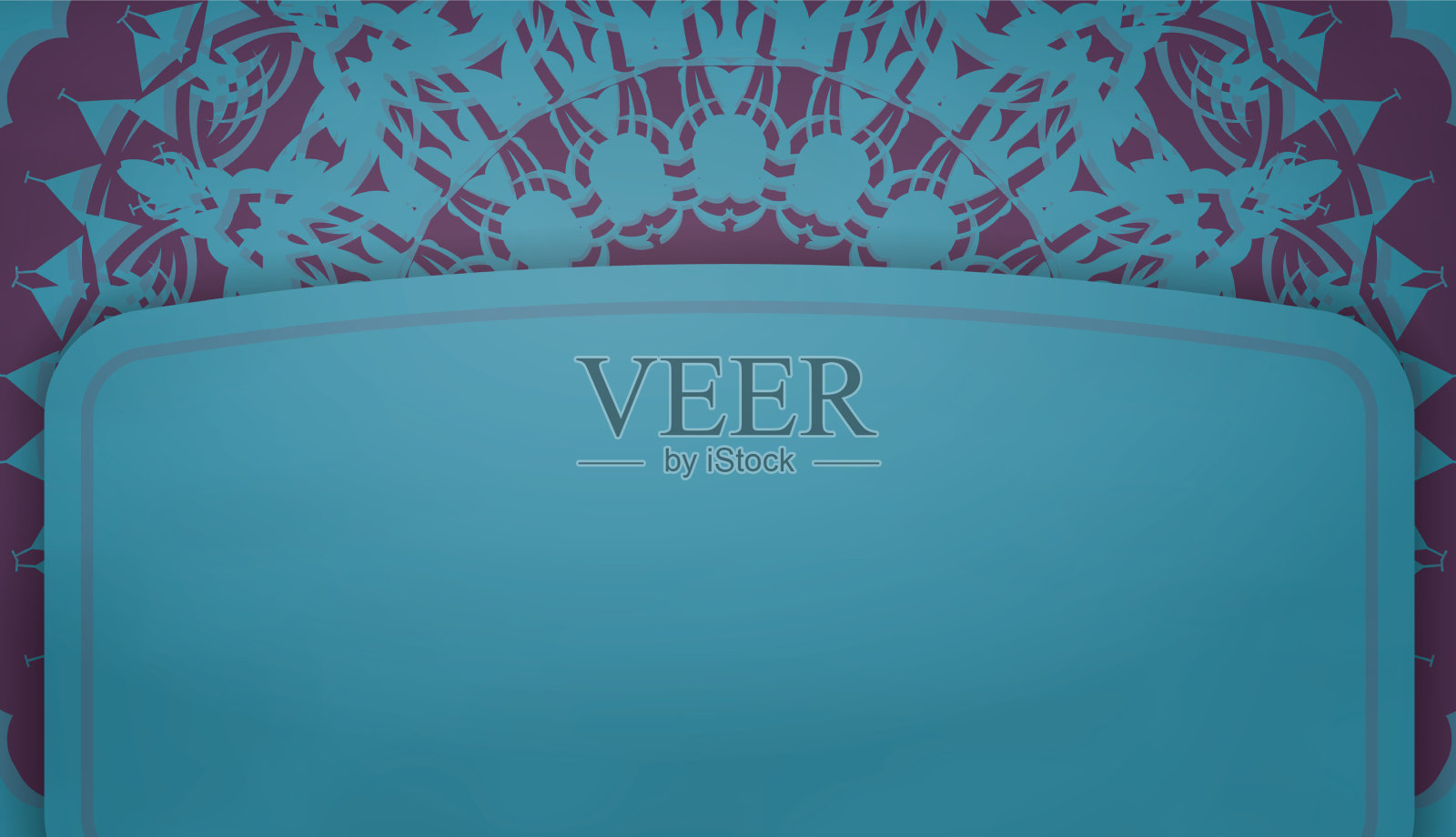 绿松石旗帜上有豪华的紫色装饰插画图片素材