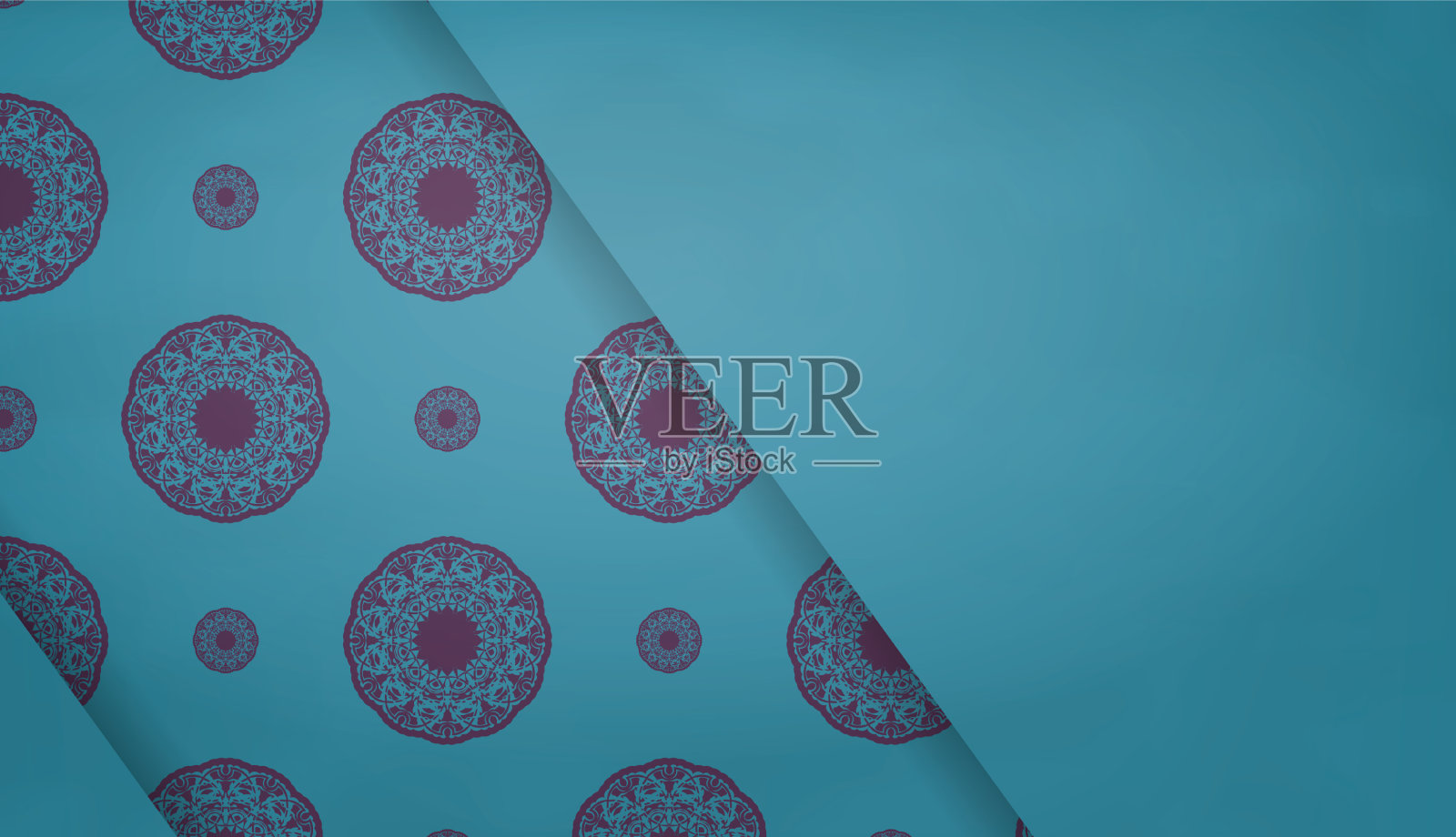 蓝绿色背景与抽象的紫色插画图片素材