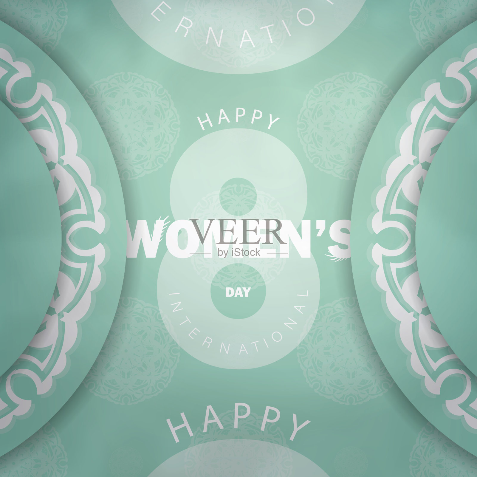 国际妇女节薄荷色传单设计模板素材