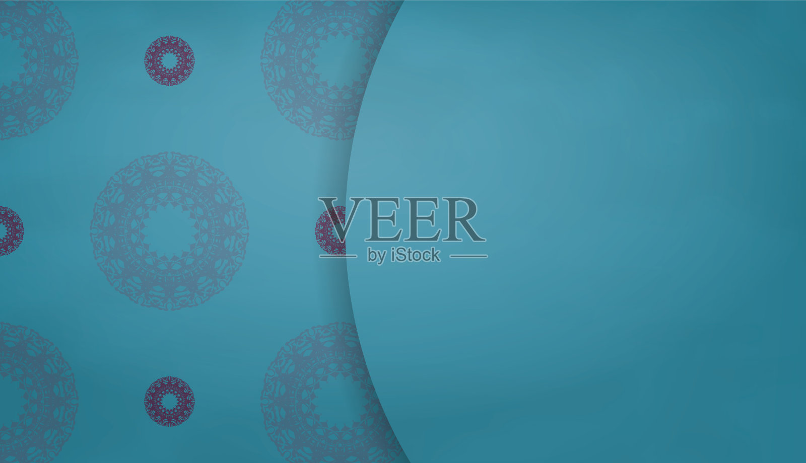 蓝绿色的背景与复古的紫色图案插画图片素材