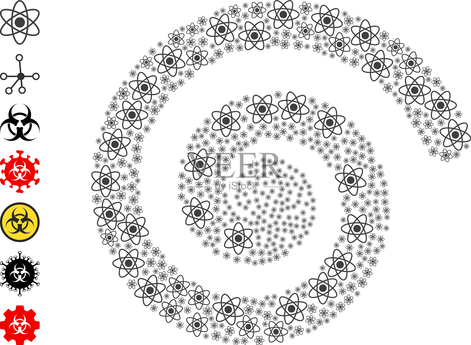 原子图标螺旋运动马赛克插画图片素材