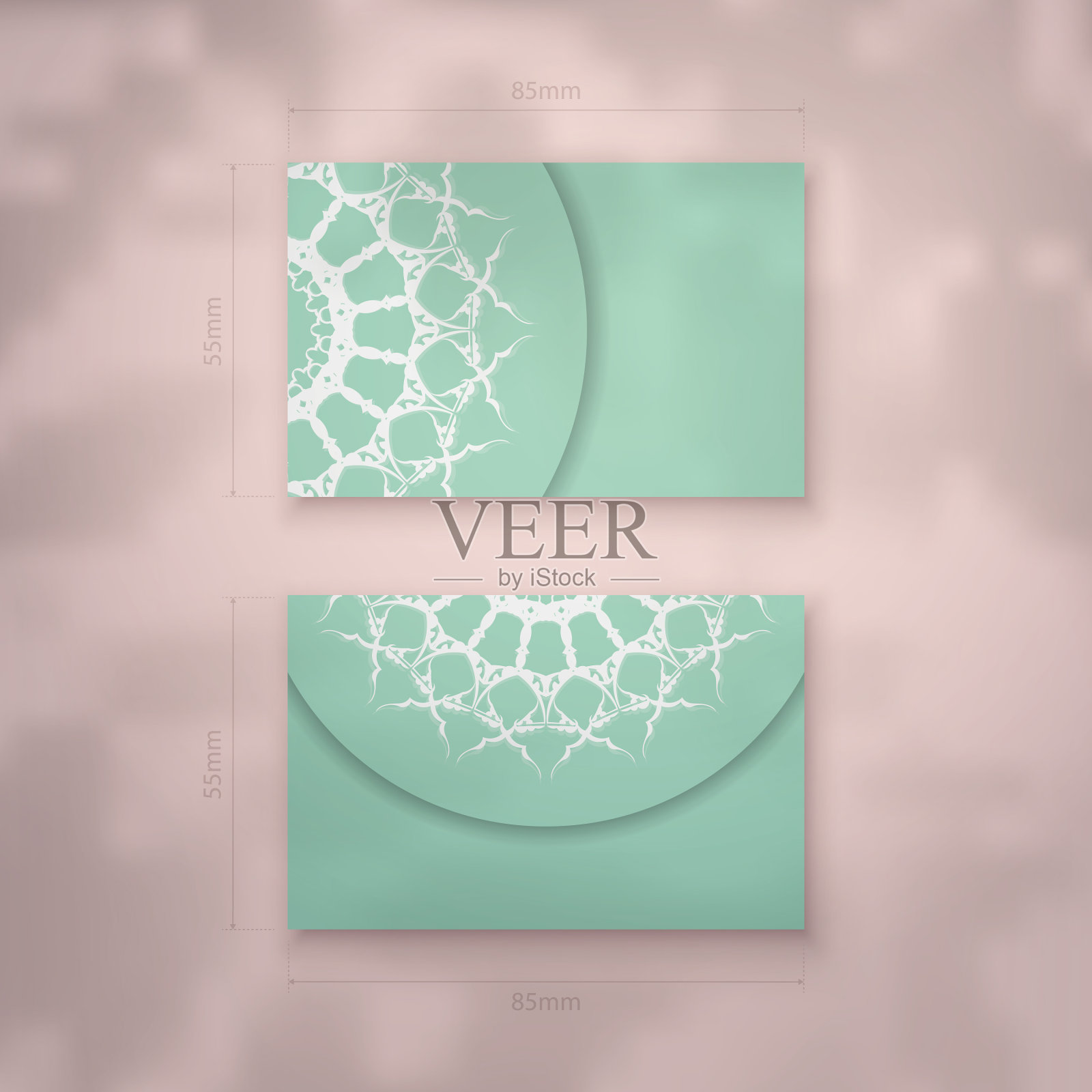 薄荷色名片与豪华白色插画图片素材