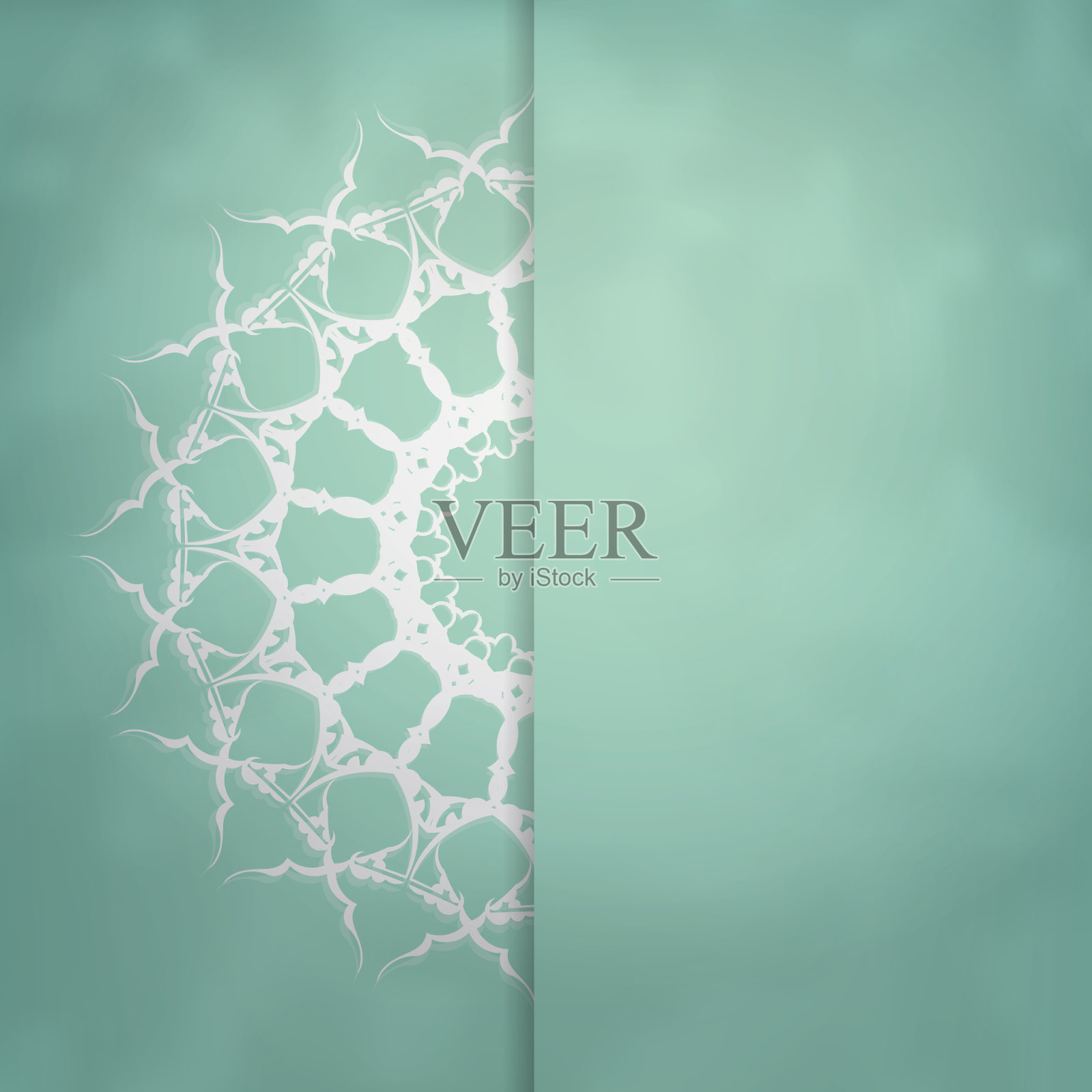 薄荷叶色小册子与复古白色装饰插画图片素材