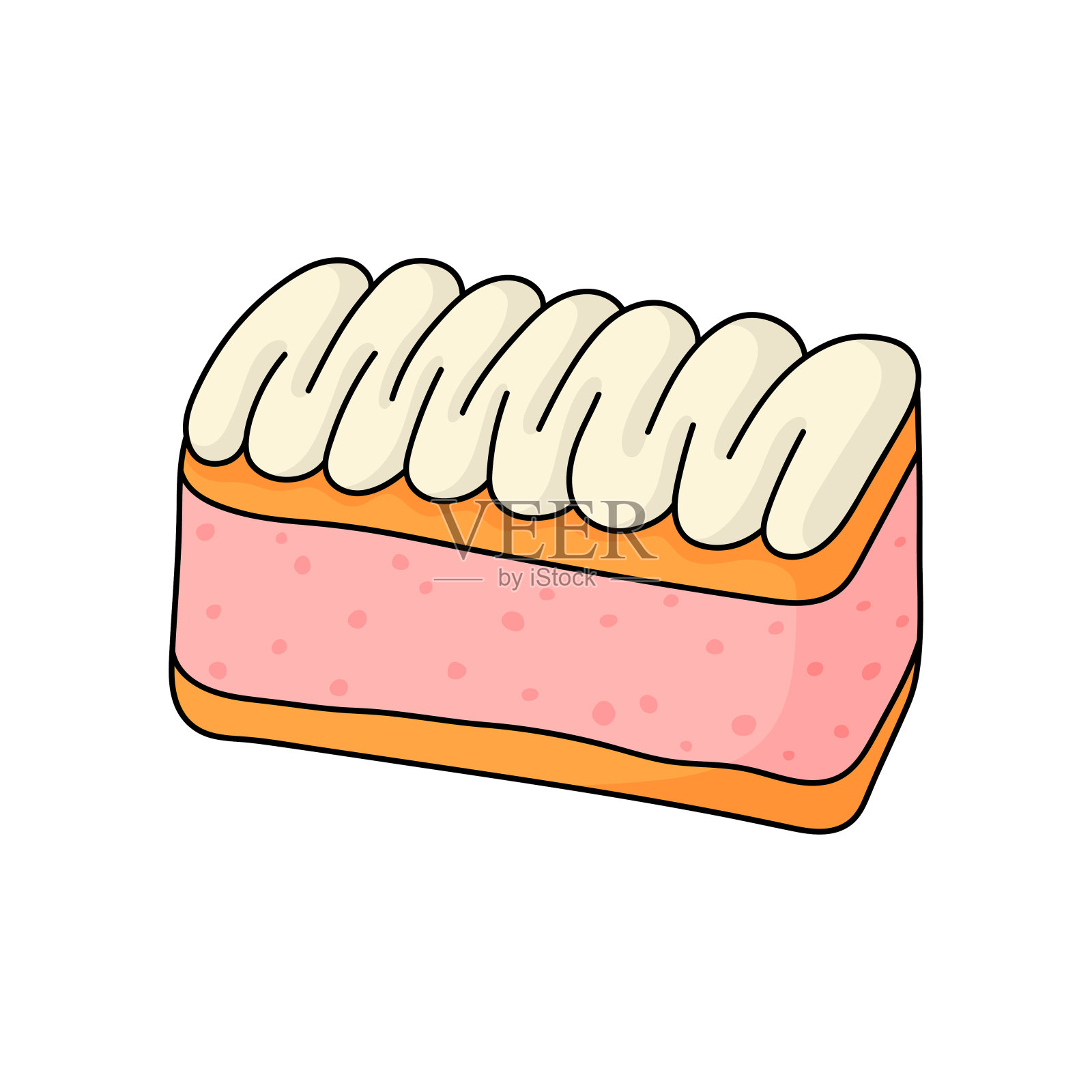 漂亮的涂鸦蛋糕。菜单咖啡馆，小酒馆，餐厅，咖啡馆，面包店，标签，海报，横幅，传单和包装的设计草图元素。矢量彩色插图在白色背景。设计元素图片