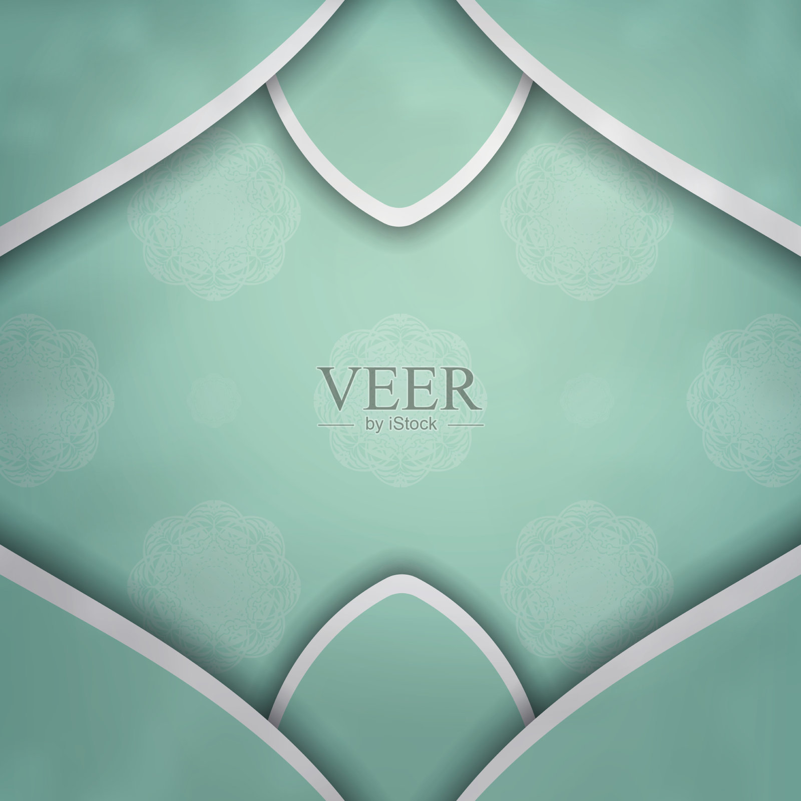 一本薄荷叶色的小册子，配古色古香的白色插画图片素材