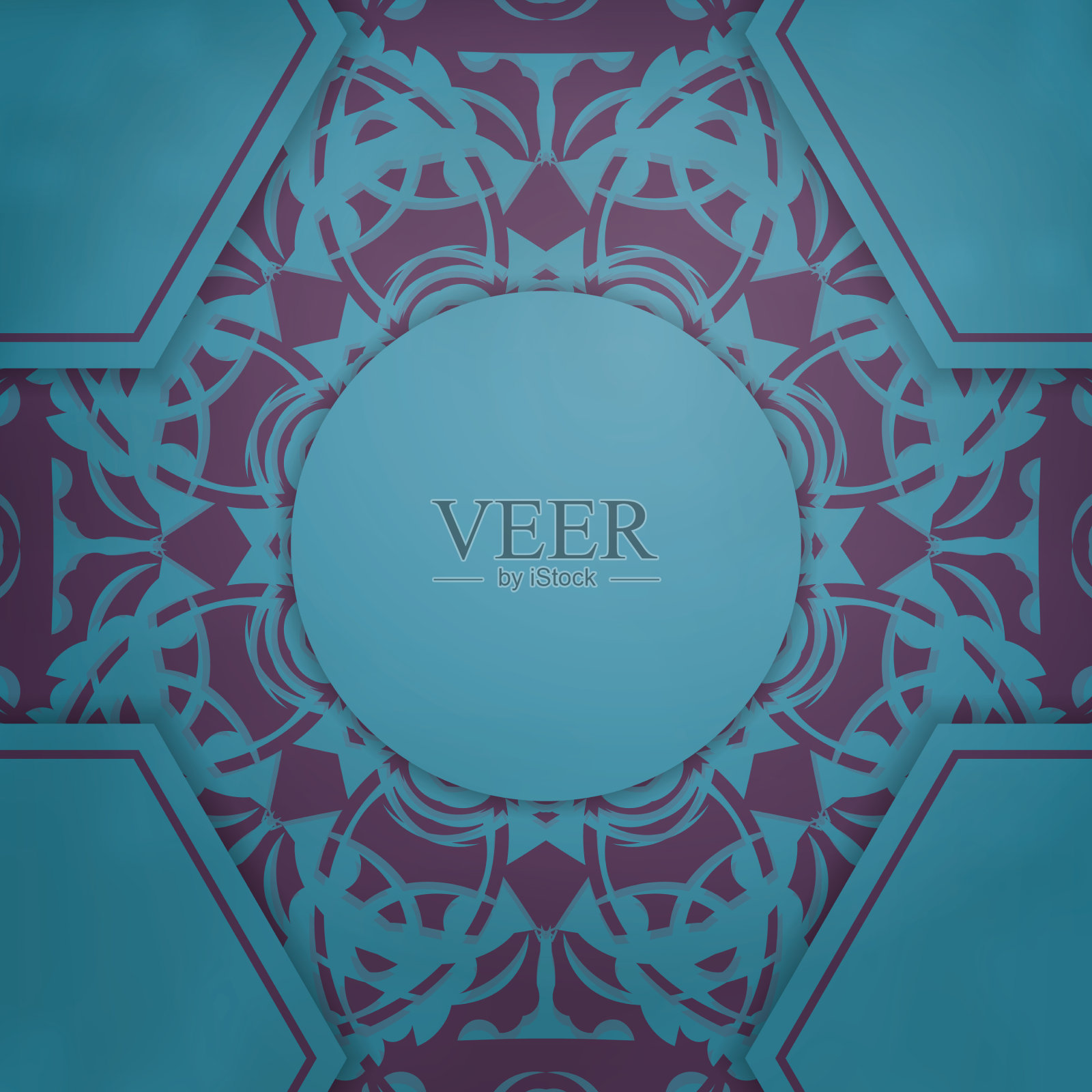 一本蓝绿色的小册子，配上复古的紫色插画图片素材