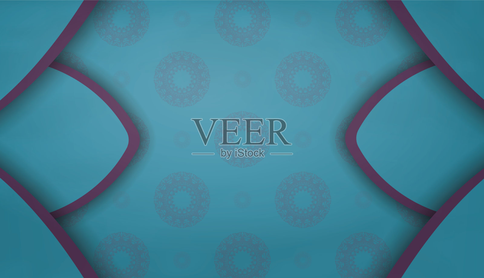 蓝绿色背景与抽象的紫色图案插画图片素材