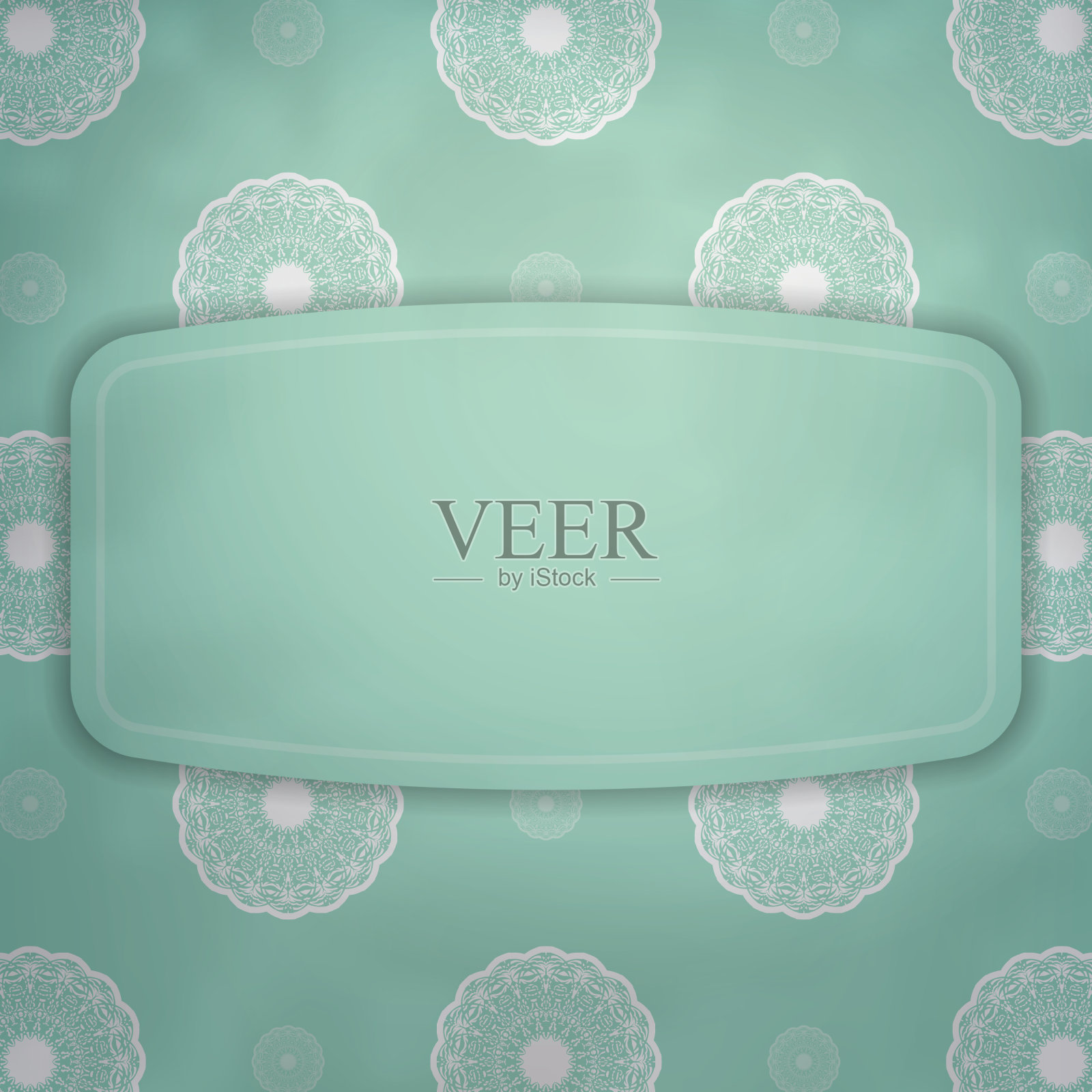 这张贺卡薄荷色的古董插画图片素材