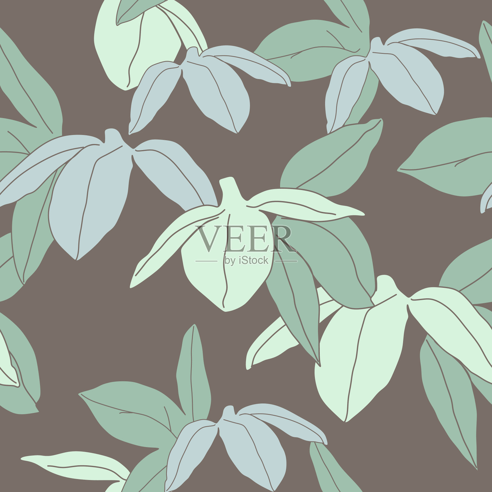 抽象无缝图案与叶和花插画图片素材