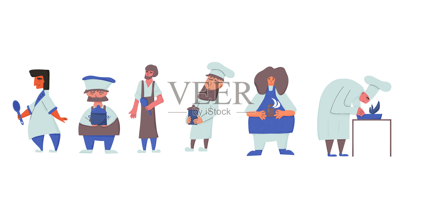 穿着制服的厨师插画图片素材