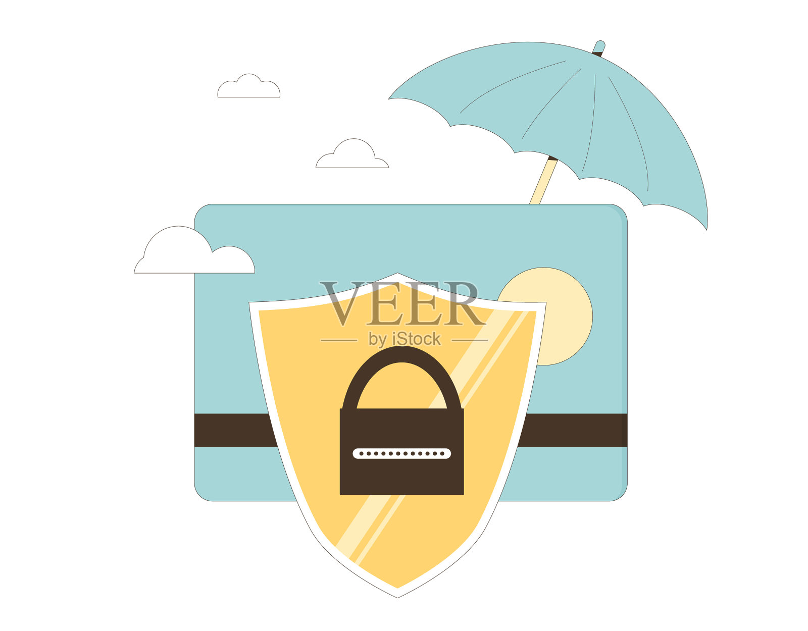 带锁和密码的网络保险盾设计元素图片