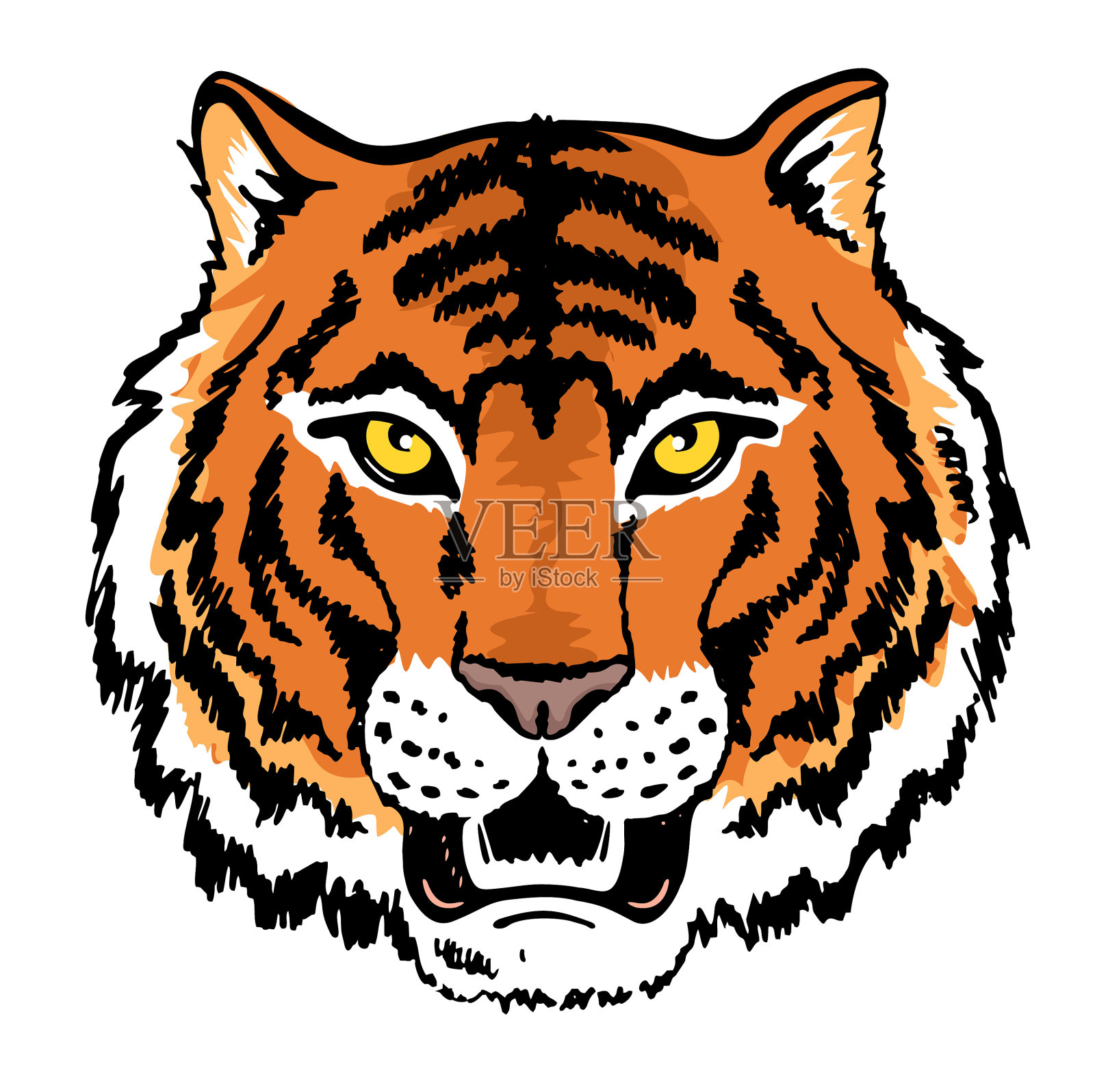 虎头虎脸素描插画图片素材