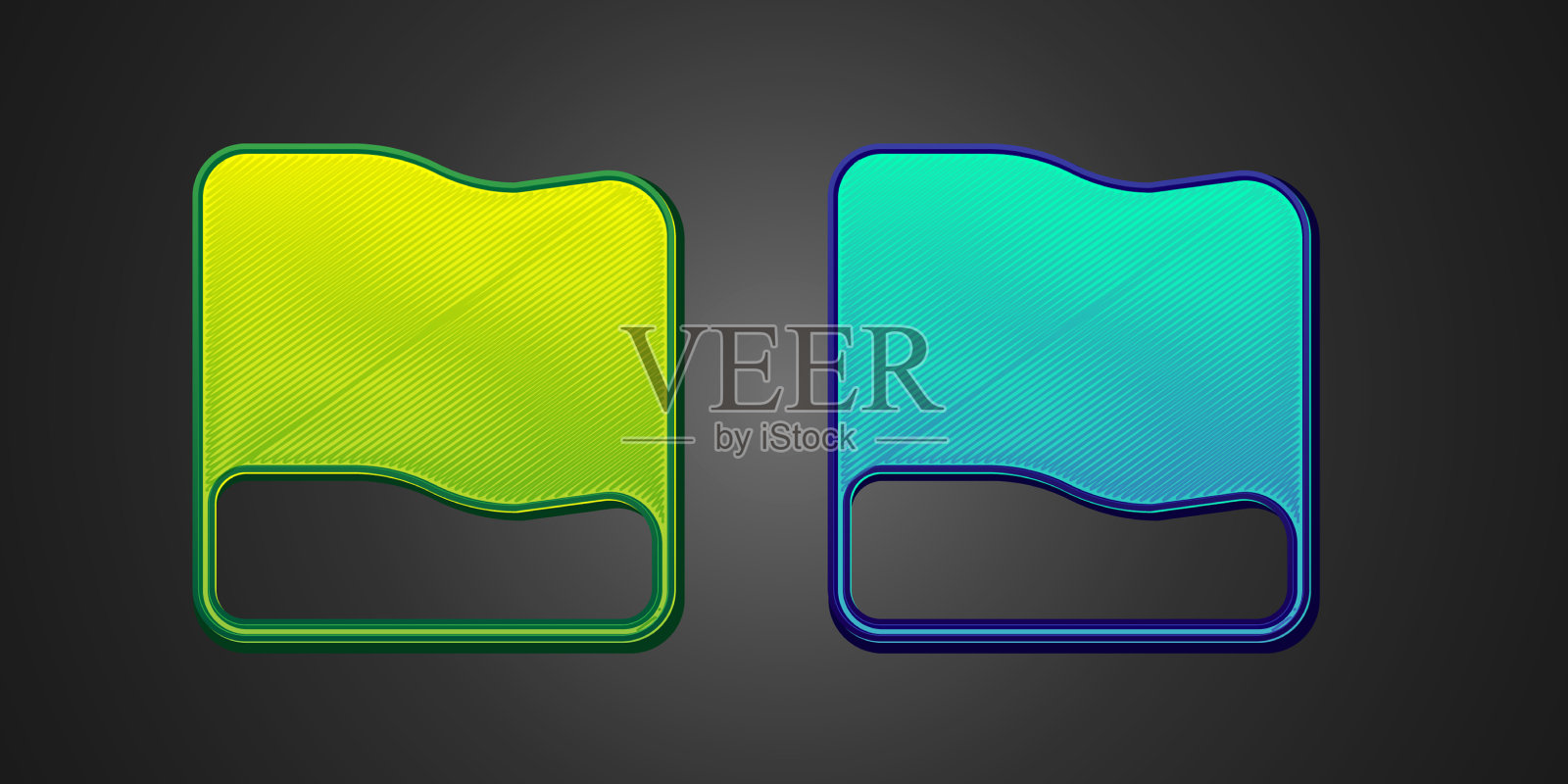 绿色和蓝色的长方形枕头图标隔离上图标素材