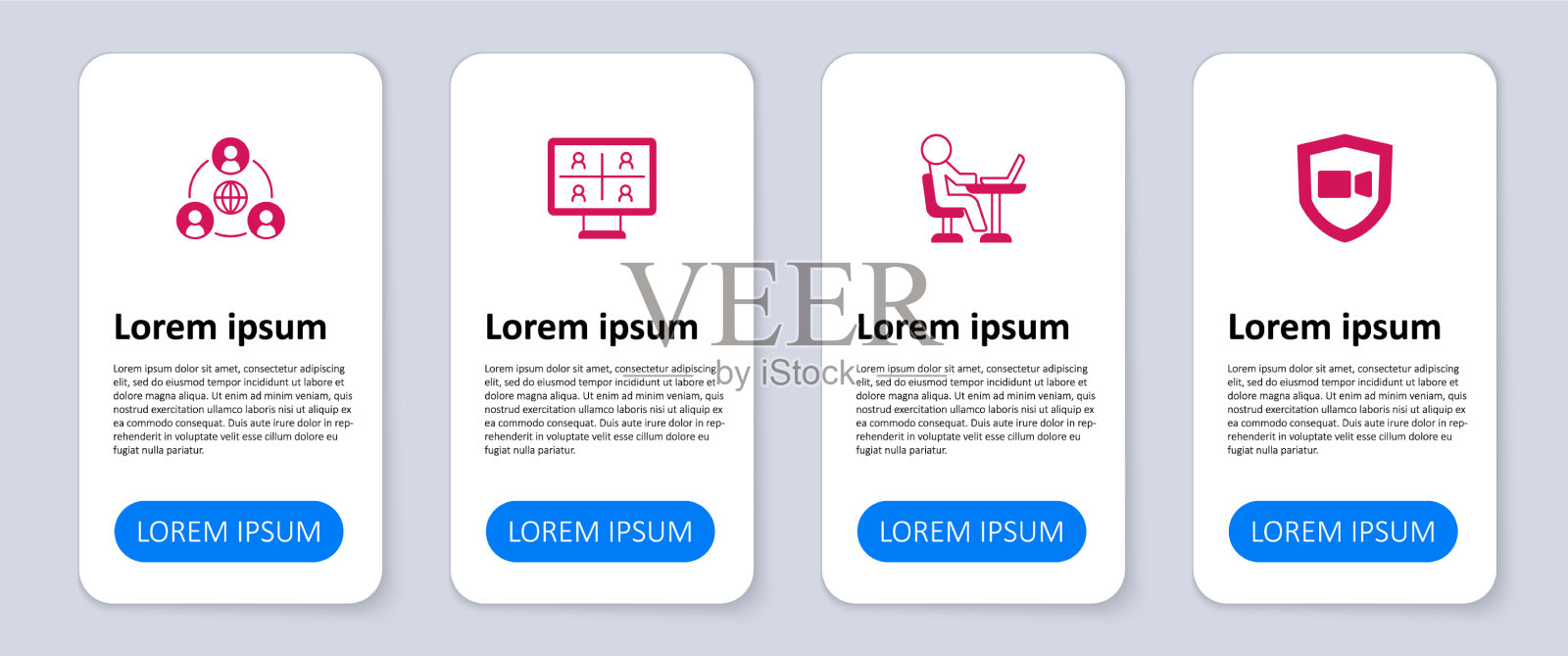 设置视频聊天会议自由职业者和会议插画图片素材