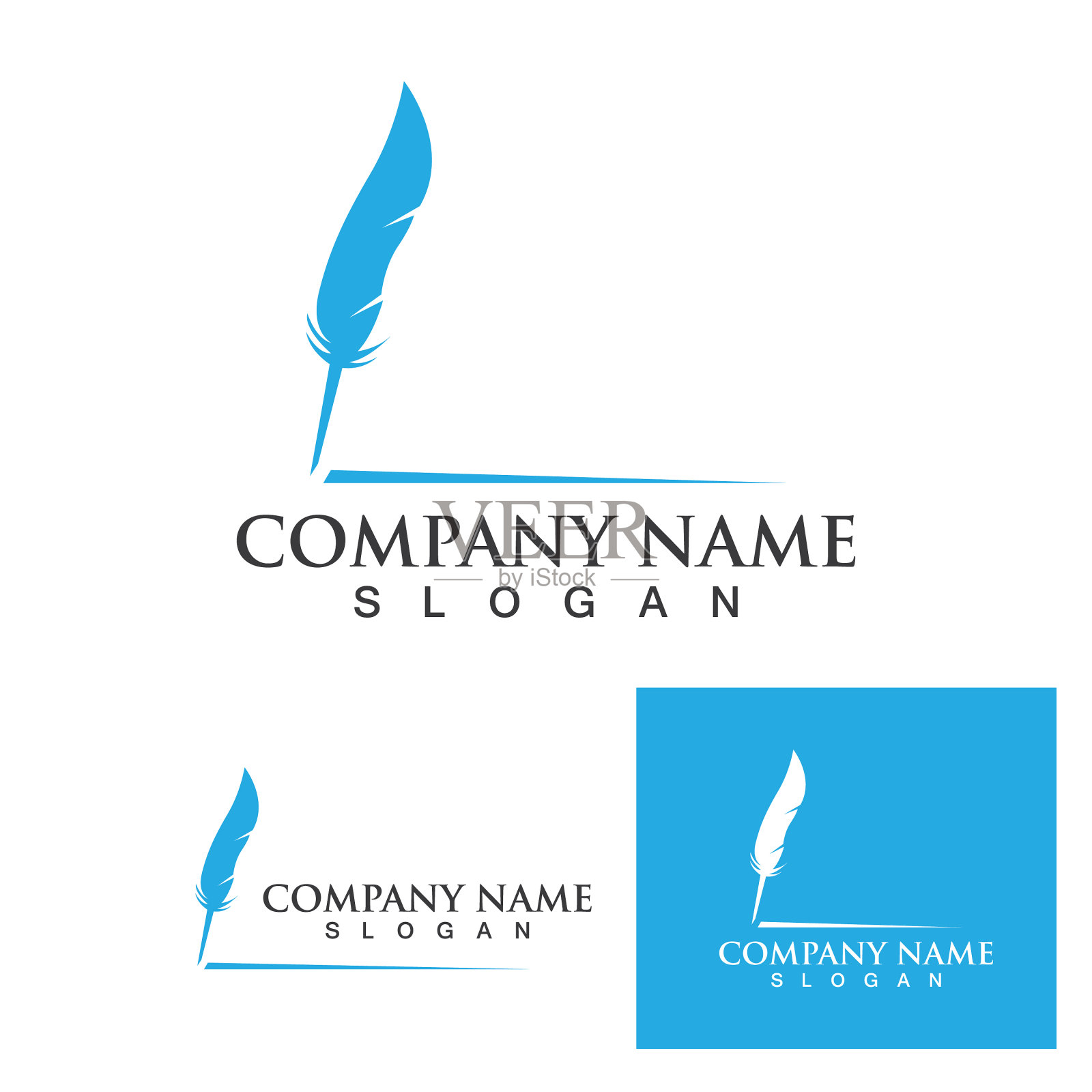 羽毛笔logo模板插画图片素材