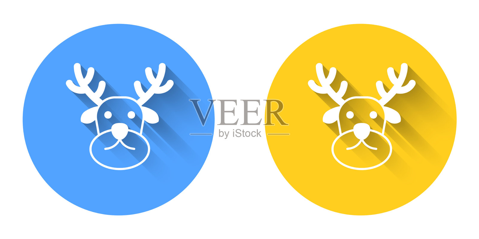 白色驯鹿的图标与长长的影子隔离图标素材