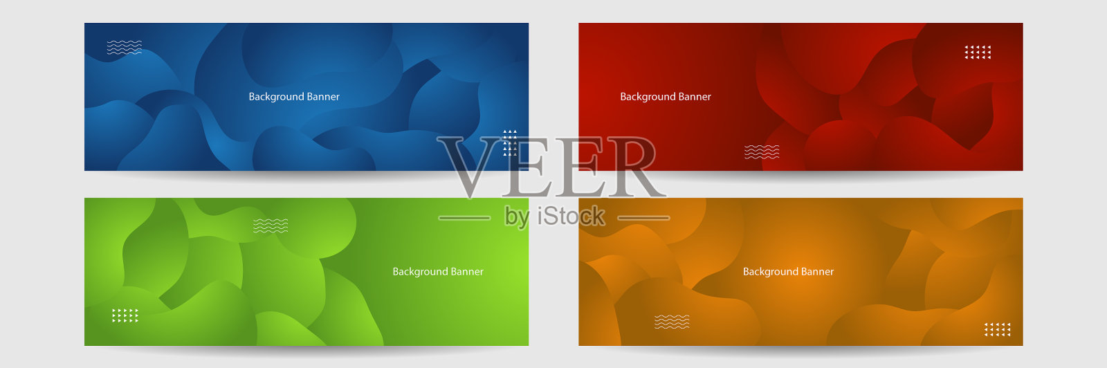 收集七彩横幅模板摘要设计模板素材