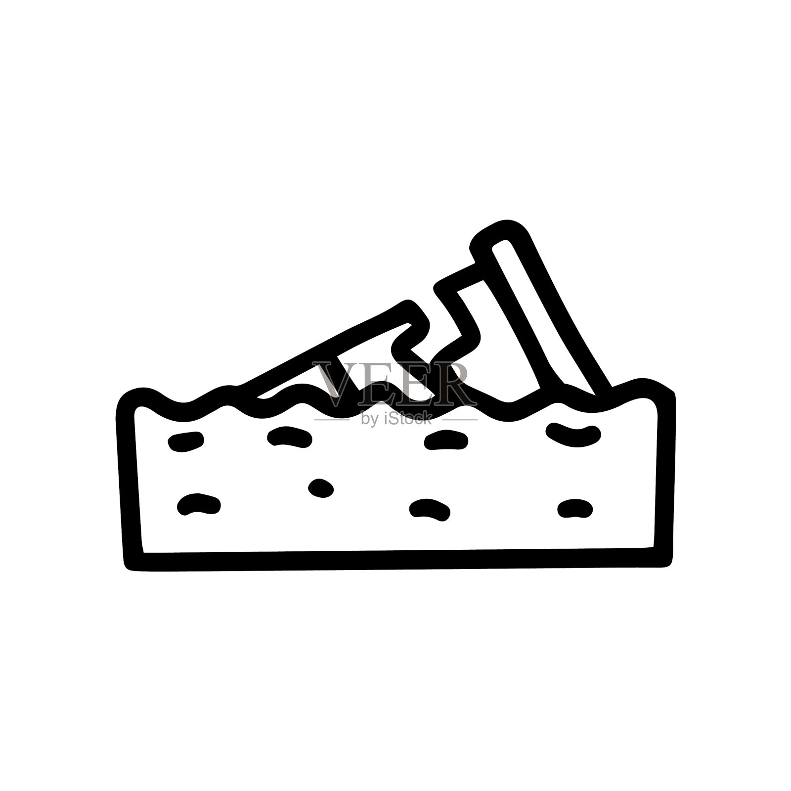 损坏桶在水线涂鸦简单设计元素图片