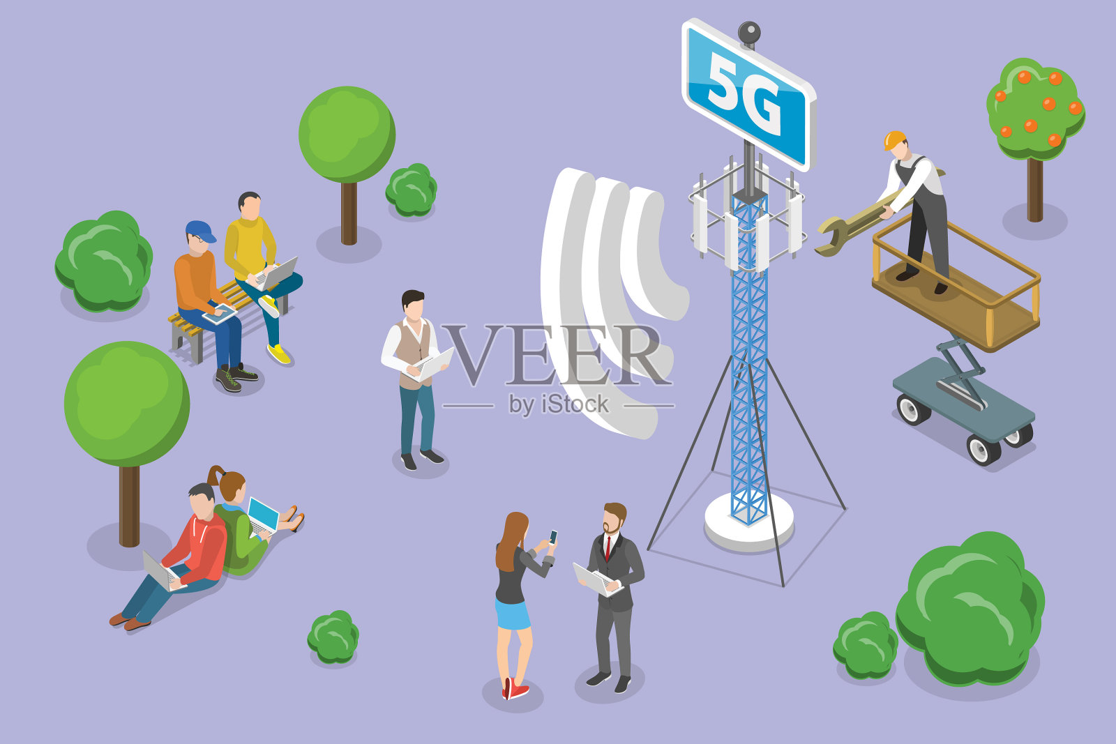 三维等距平面概念插画图片素材