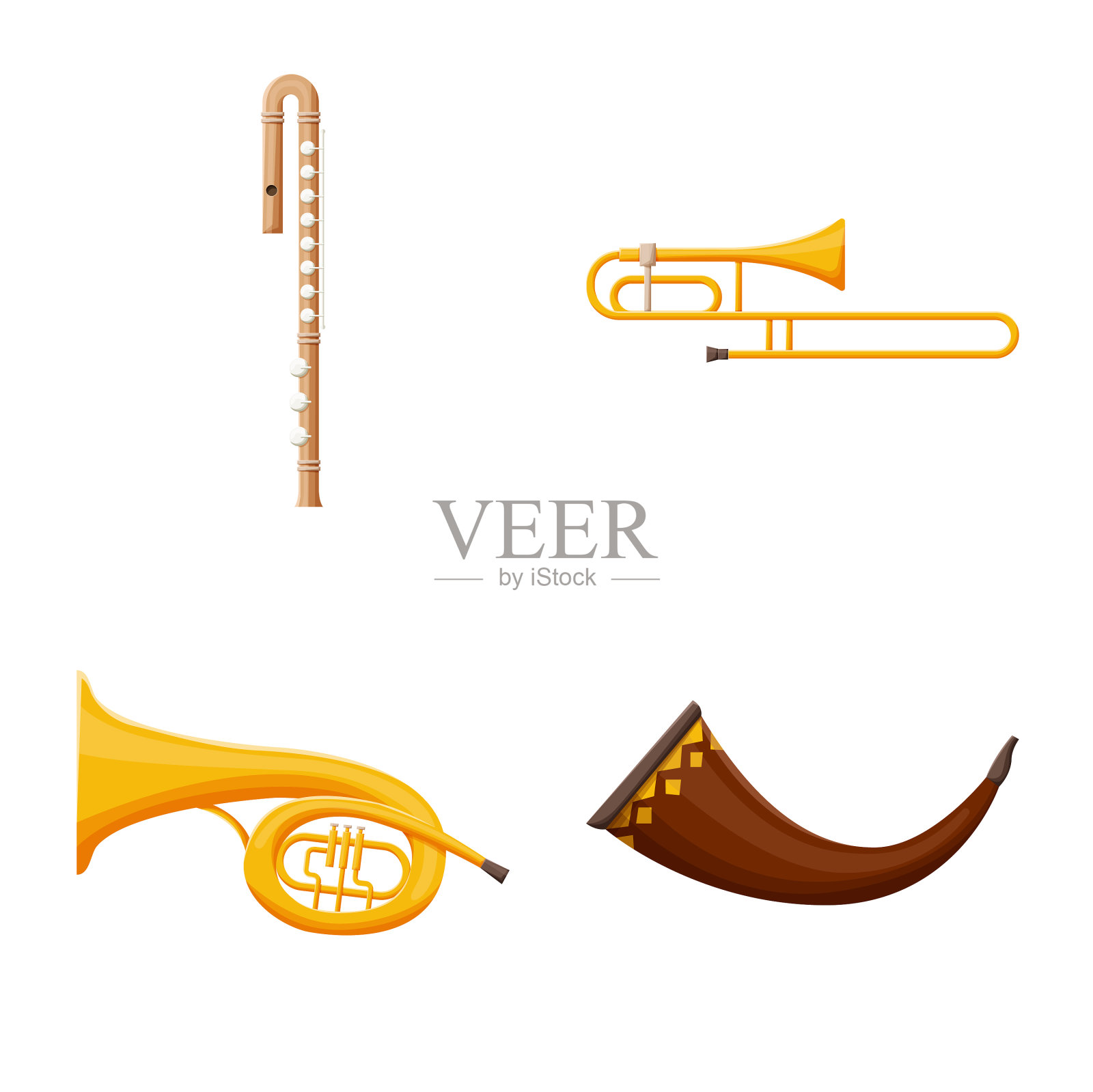 木管乐器和其他乐器插画图片素材