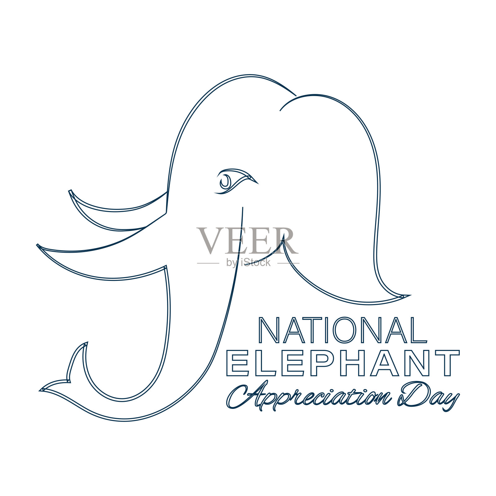 国家大象欣赏日。9月22日。国家象日插画图片素材